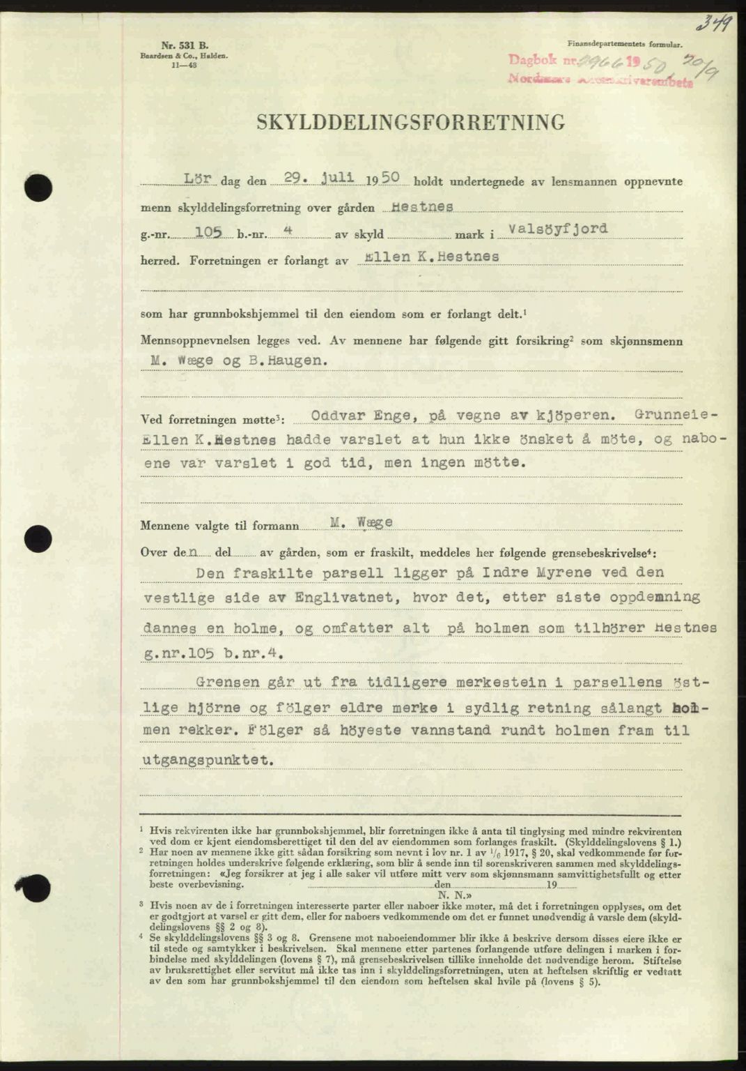 Nordmøre sorenskriveri, SAT/A-4132/1/2/2Ca: Pantebok nr. A116, 1950-1950, Dagboknr: 2966/1950
