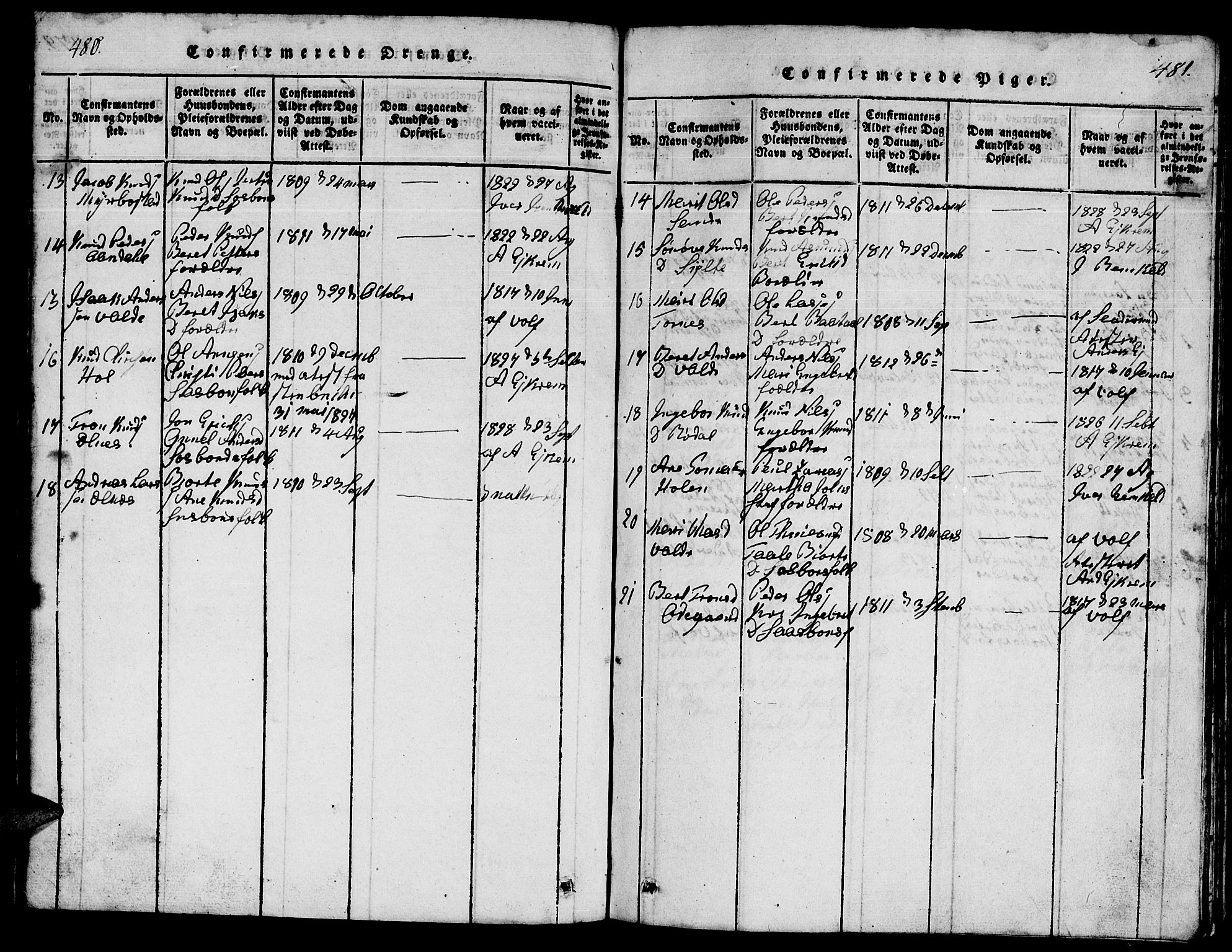 Ministerialprotokoller, klokkerbøker og fødselsregistre - Møre og Romsdal, AV/SAT-A-1454/565/L0752: Klokkerbok nr. 565C01, 1817-1844, s. 480-481