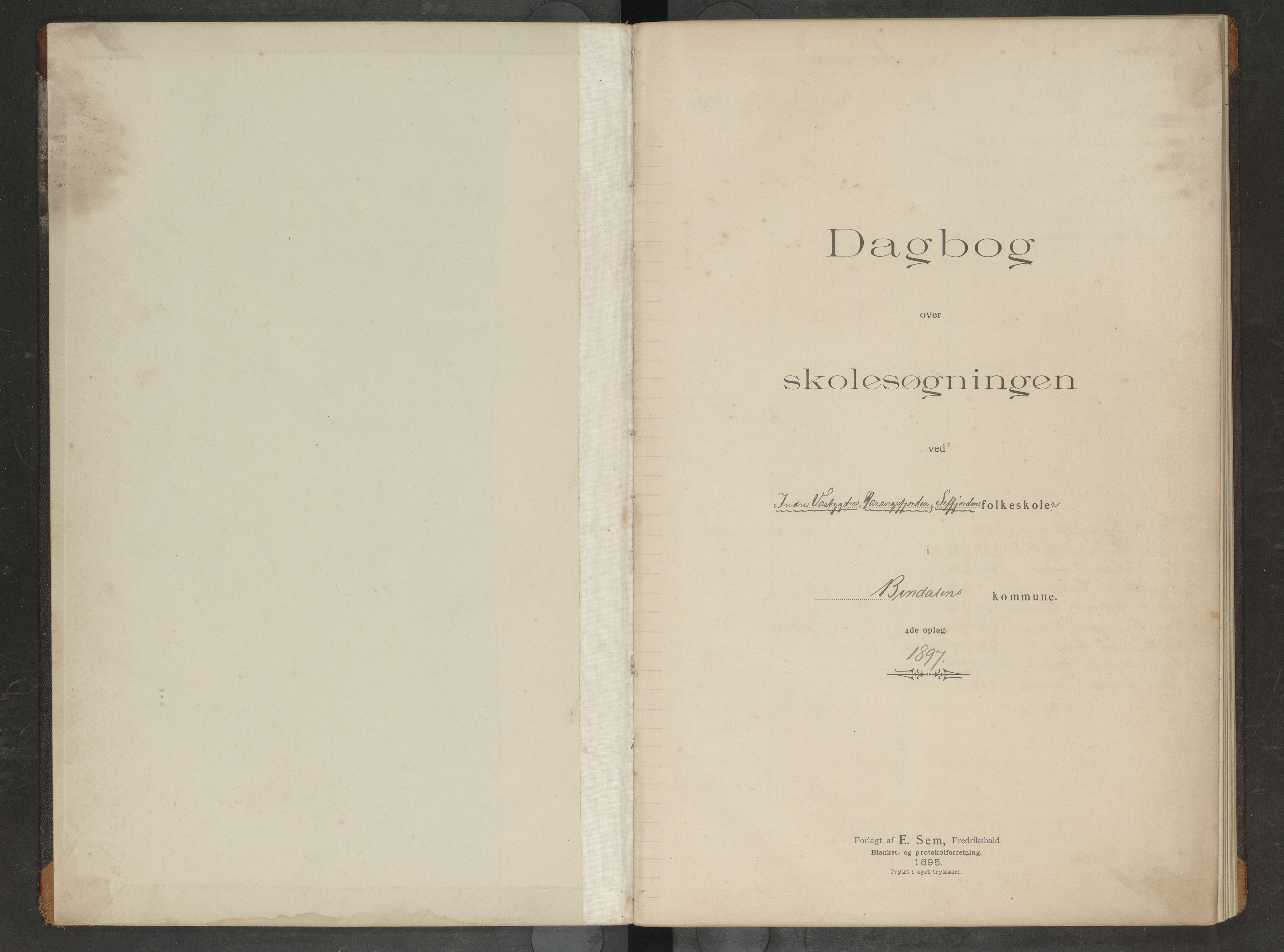 Bindal kommune. Ymse skolekretser, AIN/K-18110.510.09/F/Fa/L0006: Indre og Ytre Vassbygden,Harangsfjorden, Selfjorden Dagbok, 1897-1912