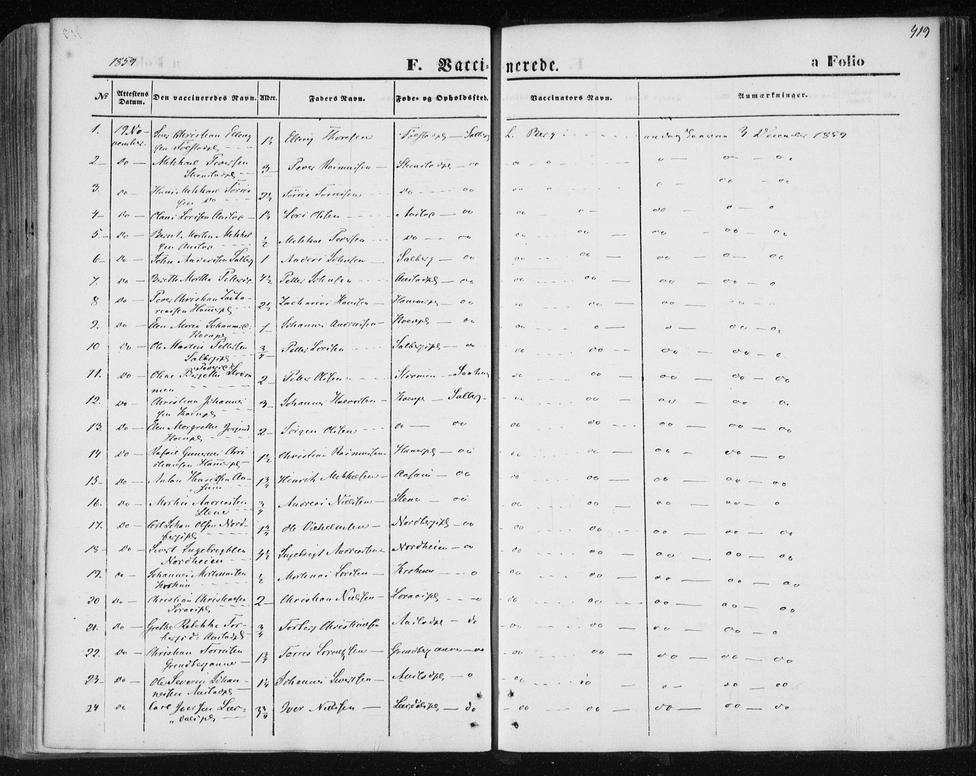 Ministerialprotokoller, klokkerbøker og fødselsregistre - Nord-Trøndelag, SAT/A-1458/730/L0283: Ministerialbok nr. 730A08, 1855-1865, s. 419