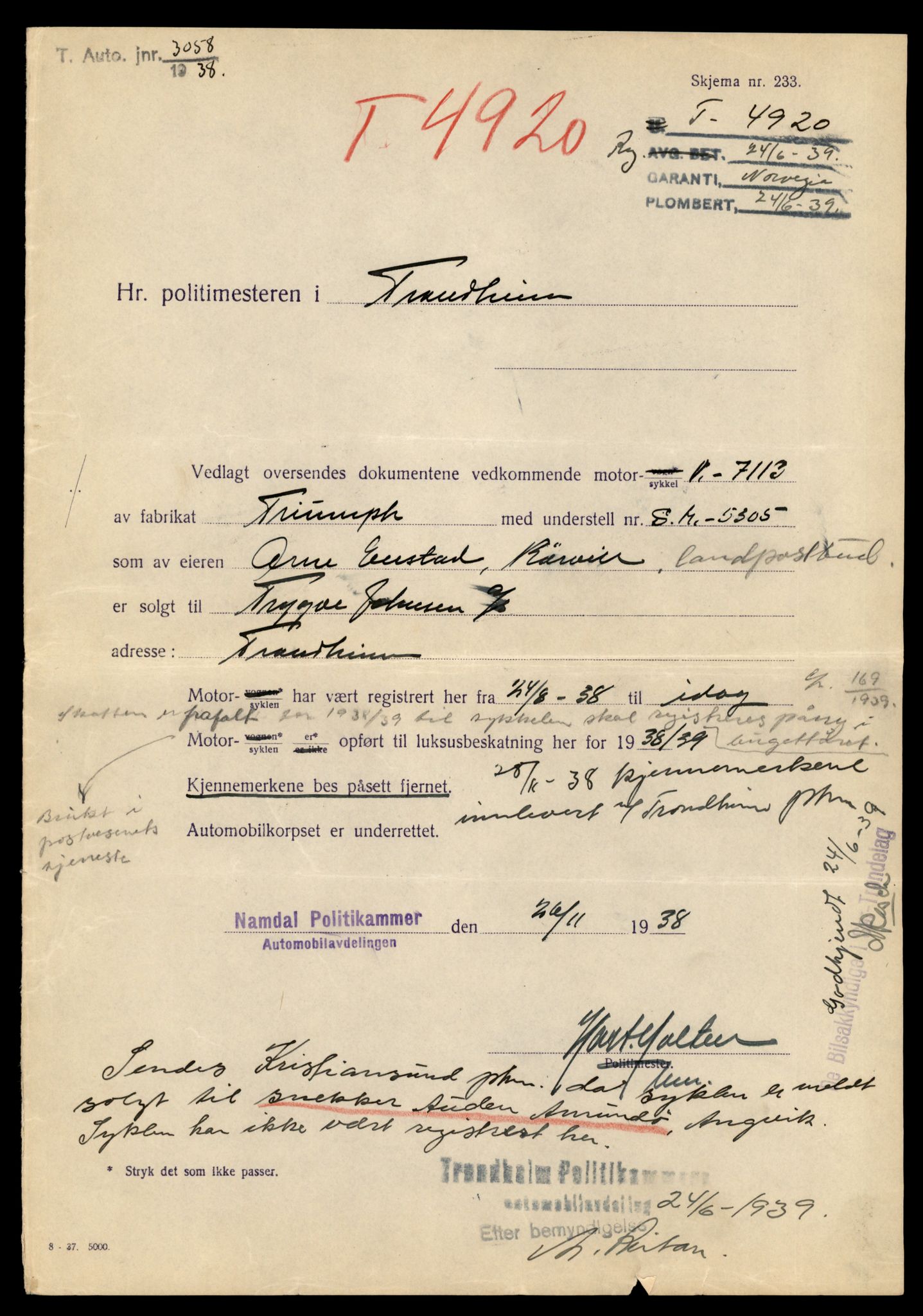 Møre og Romsdal vegkontor - Ålesund trafikkstasjon, AV/SAT-A-4099/F/Fe/L0037: Registreringskort for kjøretøy T 13031 - T 13179, 1927-1998, s. 673