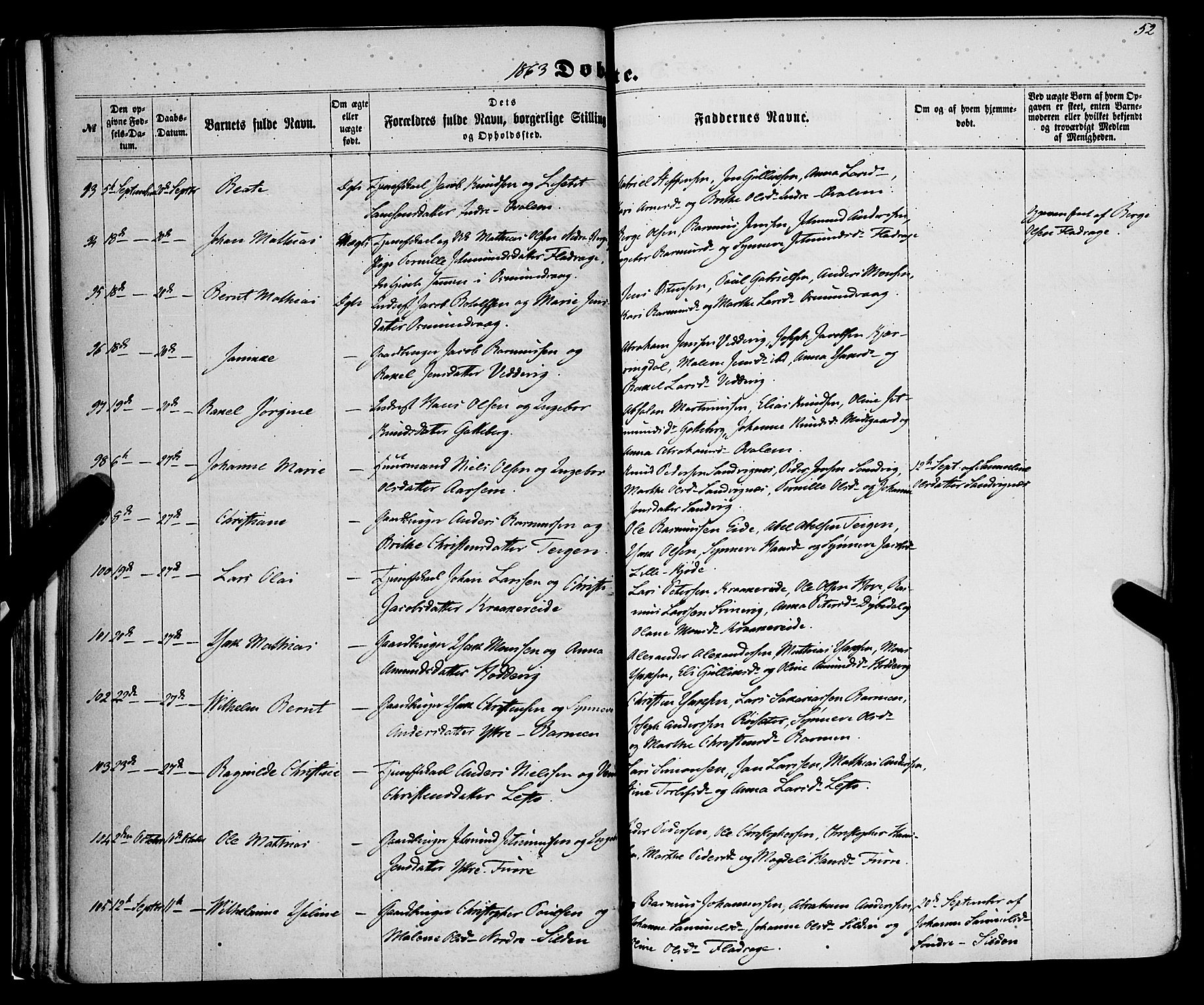 Selje sokneprestembete, AV/SAB-A-99938/H/Ha/Haa/Haaa: Ministerialbok nr. A 11, 1858-1870, s. 52