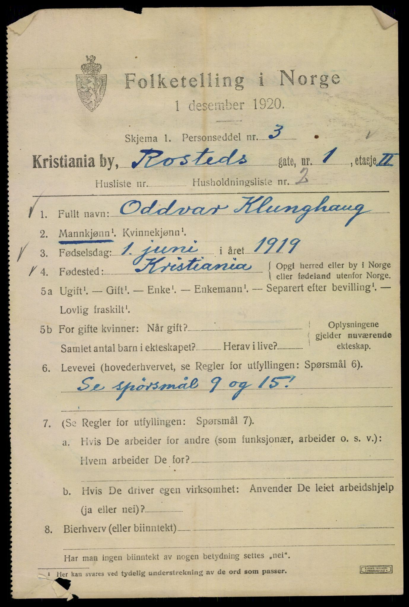 SAO, Folketelling 1920 for 0301 Kristiania kjøpstad, 1920, s. 467521