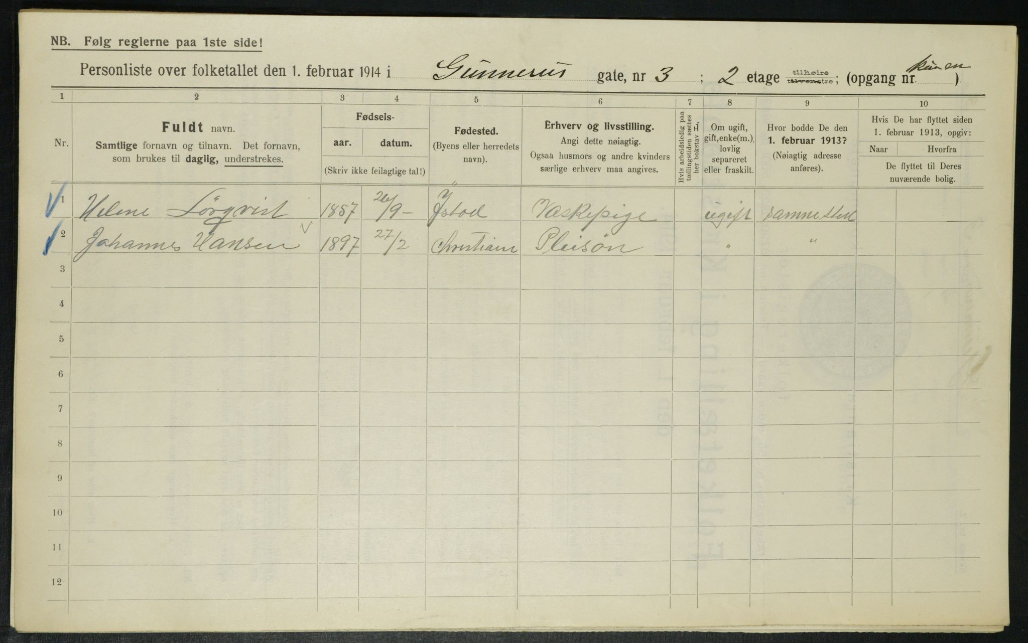 OBA, Kommunal folketelling 1.2.1914 for Kristiania, 1914, s. 5200
