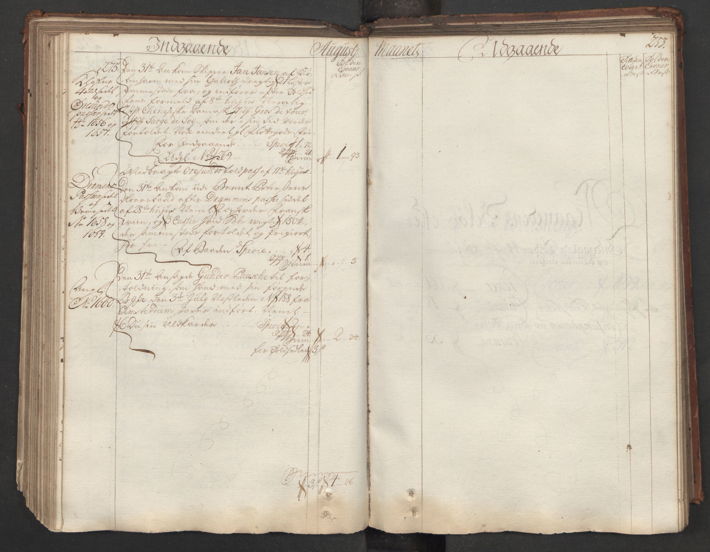 Generaltollkammeret, tollregnskaper, AV/RA-EA-5490/R06/L0015/0001: Tollregnskaper Kristiania / Hovedtollbok, 1733, s. 252b-253a