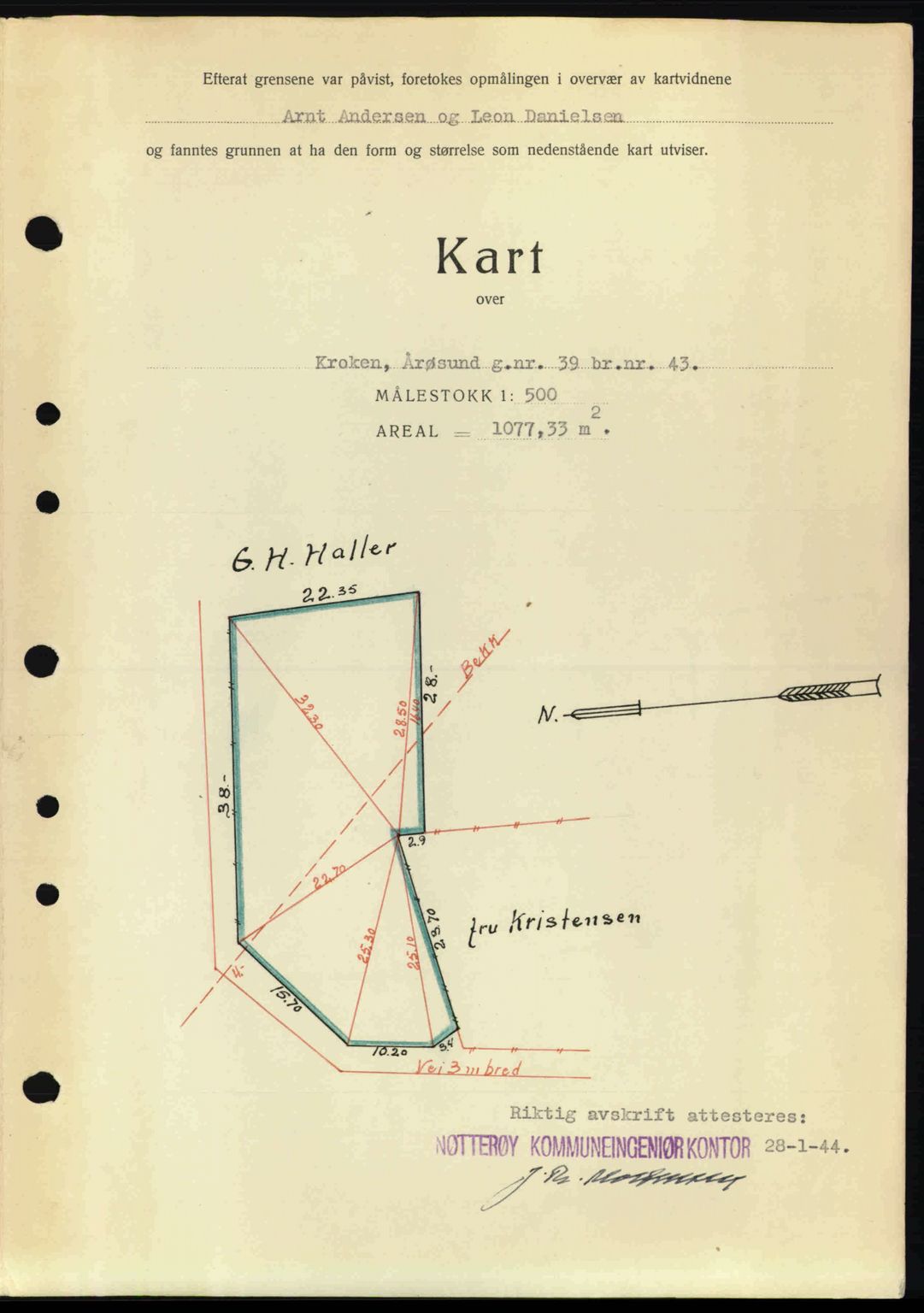 Tønsberg sorenskriveri, AV/SAKO-A-130/G/Ga/Gaa/L0015: Pantebok nr. A15, 1944-1944, Dagboknr: 652/1944