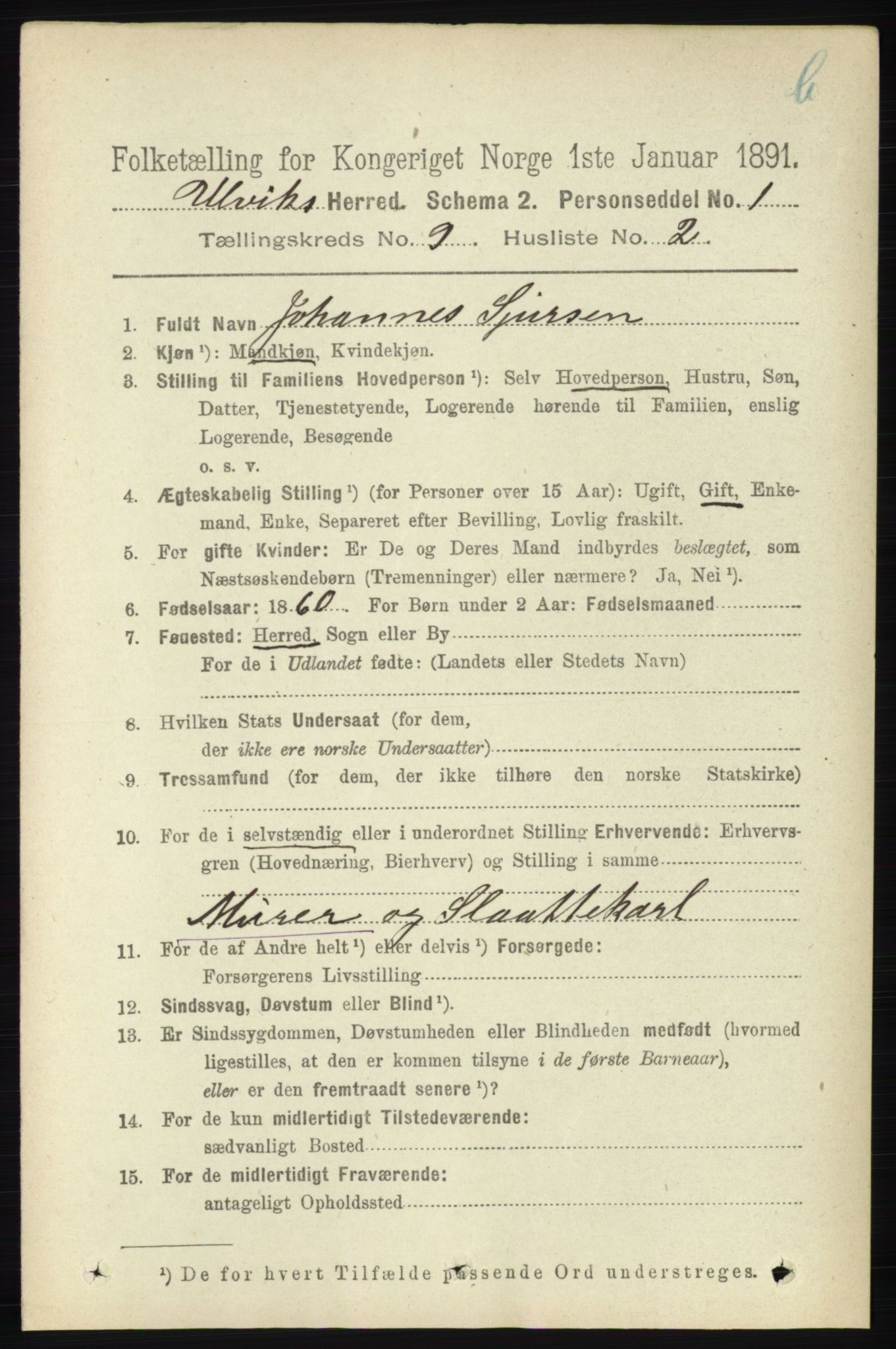 RA, Folketelling 1891 for 1233 Ulvik herred, 1891, s. 2879