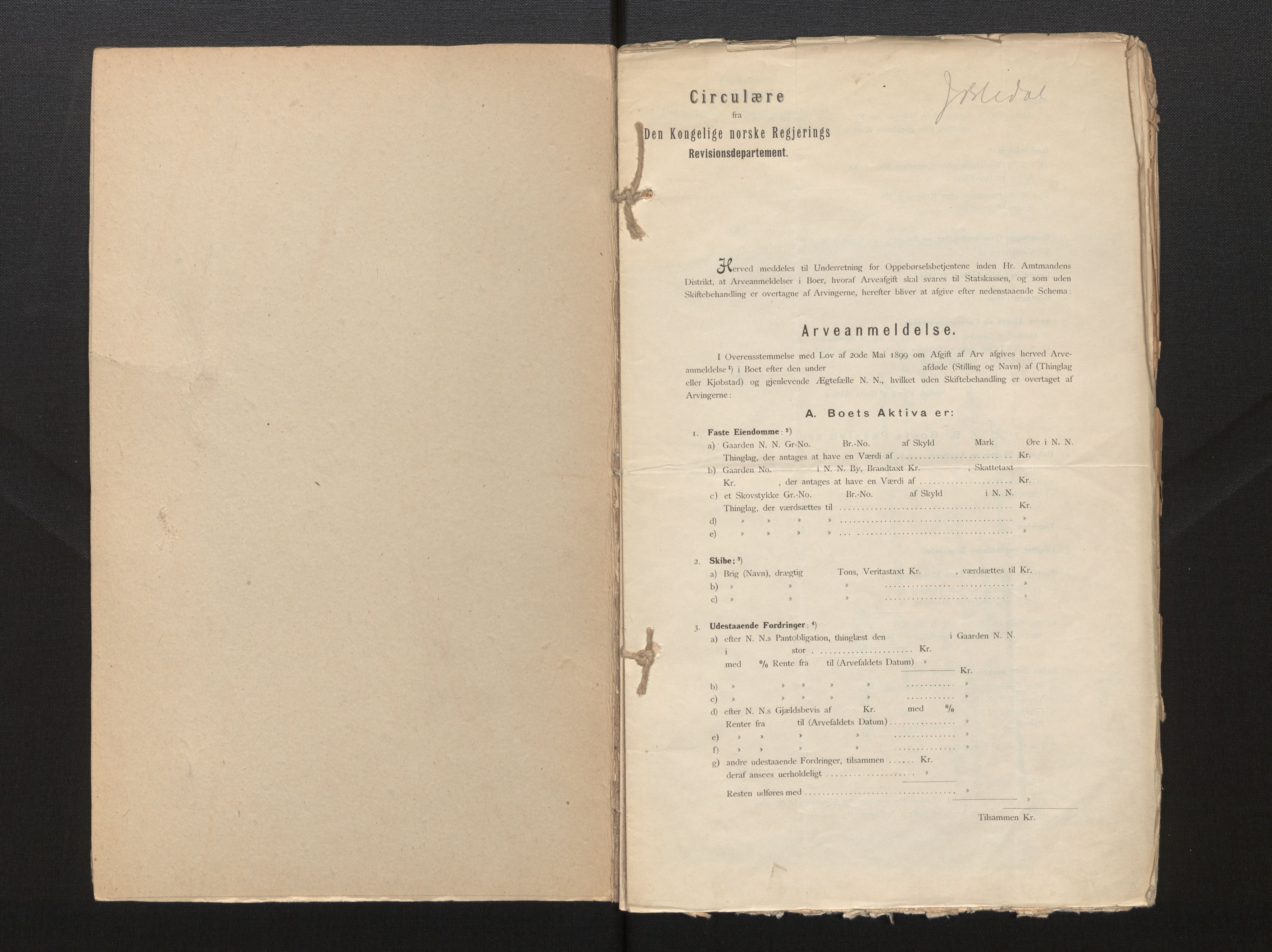 Lensmannen i Jostedal, SAB/A-28601/0006/L0001: Dødsfallprotokoll, 1889-1919