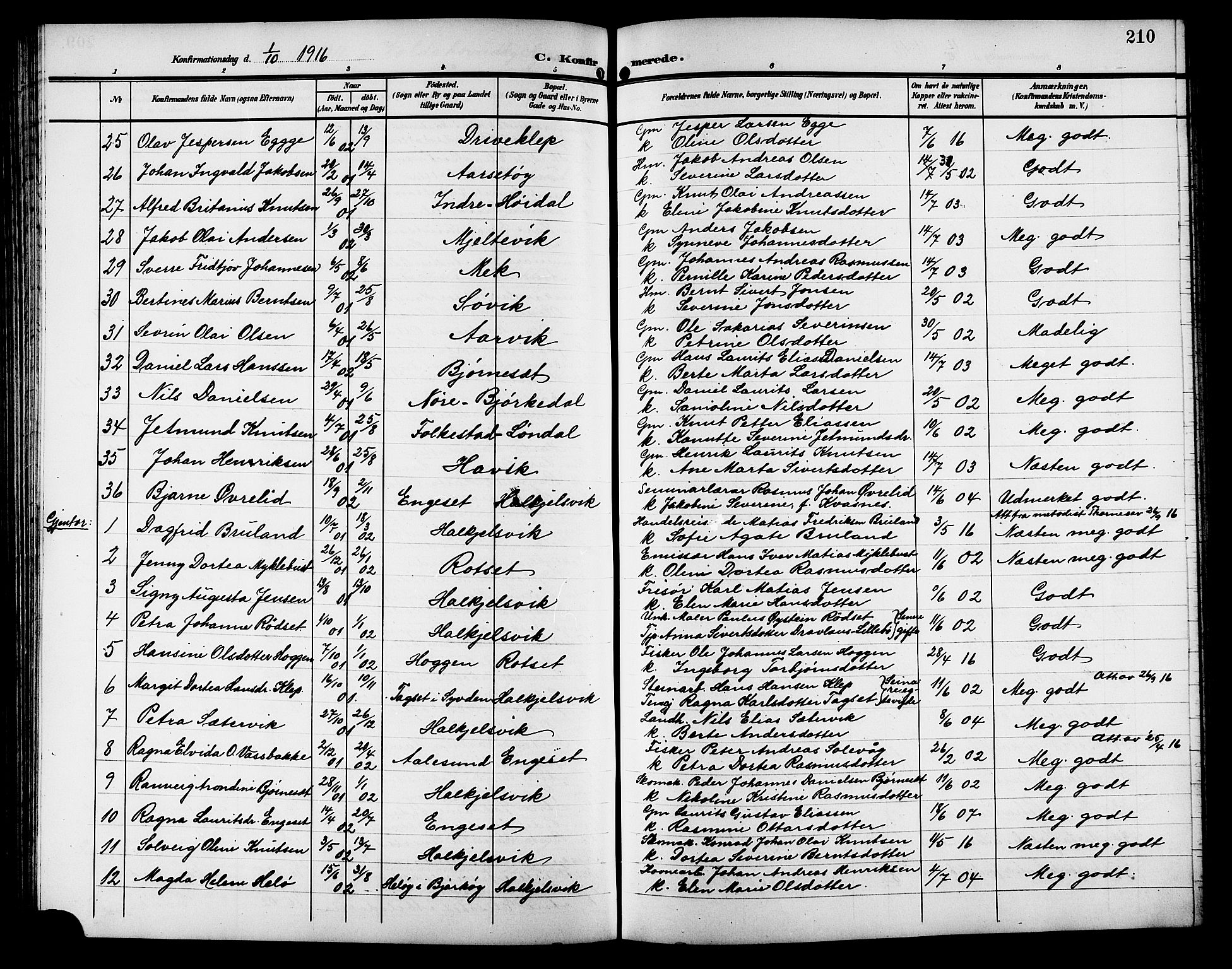 Ministerialprotokoller, klokkerbøker og fødselsregistre - Møre og Romsdal, AV/SAT-A-1454/511/L0159: Klokkerbok nr. 511C05, 1902-1920, s. 210