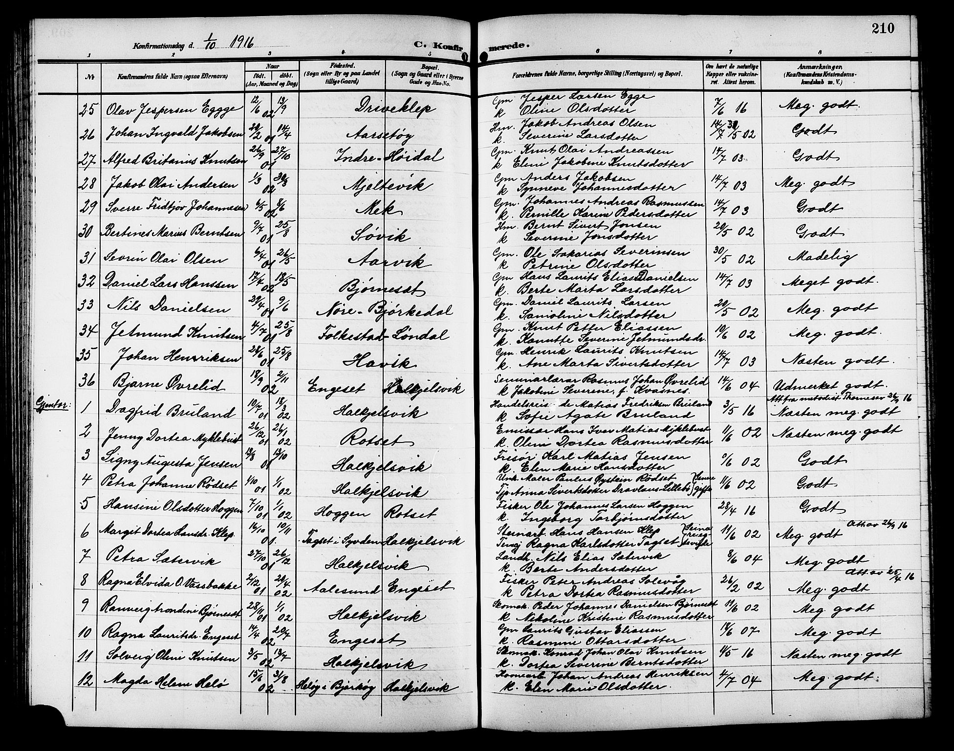 Ministerialprotokoller, klokkerbøker og fødselsregistre - Møre og Romsdal, AV/SAT-A-1454/511/L0159: Klokkerbok nr. 511C05, 1902-1920, s. 210