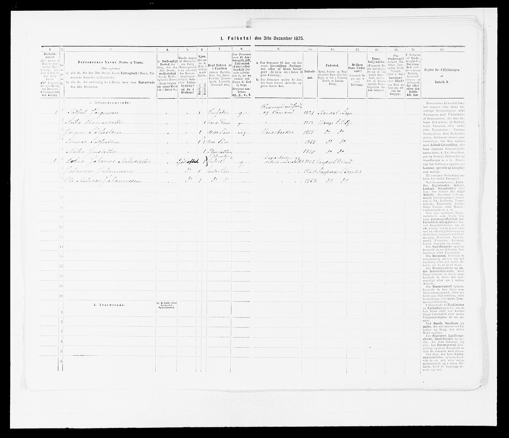 SAB, Folketelling 1875 for 1422P Lærdal prestegjeld, 1875, s. 143