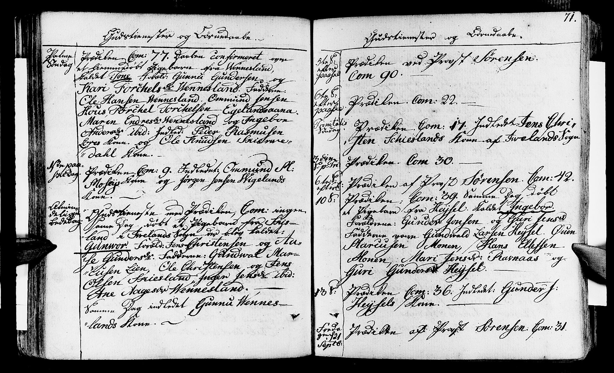 Vennesla sokneprestkontor, AV/SAK-1111-0045/Fa/Fab/L0002: Ministerialbok nr. A 2, 1794-1834, s. 71