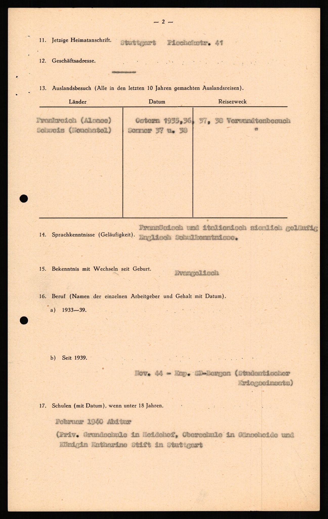 Forsvaret, Forsvarets overkommando II, AV/RA-RAFA-3915/D/Db/L0027: CI Questionaires. Tyske okkupasjonsstyrker i Norge. Tyskere., 1945-1946, s. 288