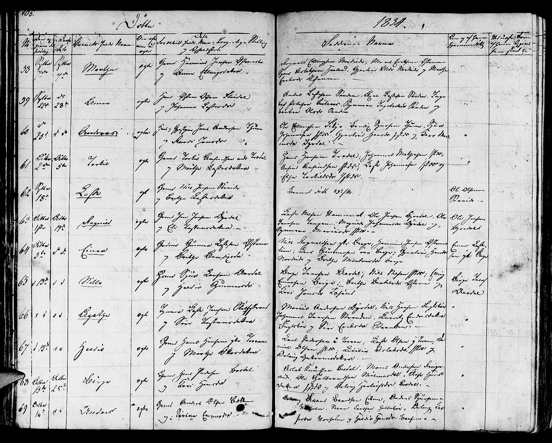 Lavik sokneprestembete, SAB/A-80901: Ministerialbok nr. A 2I, 1821-1842, s. 105