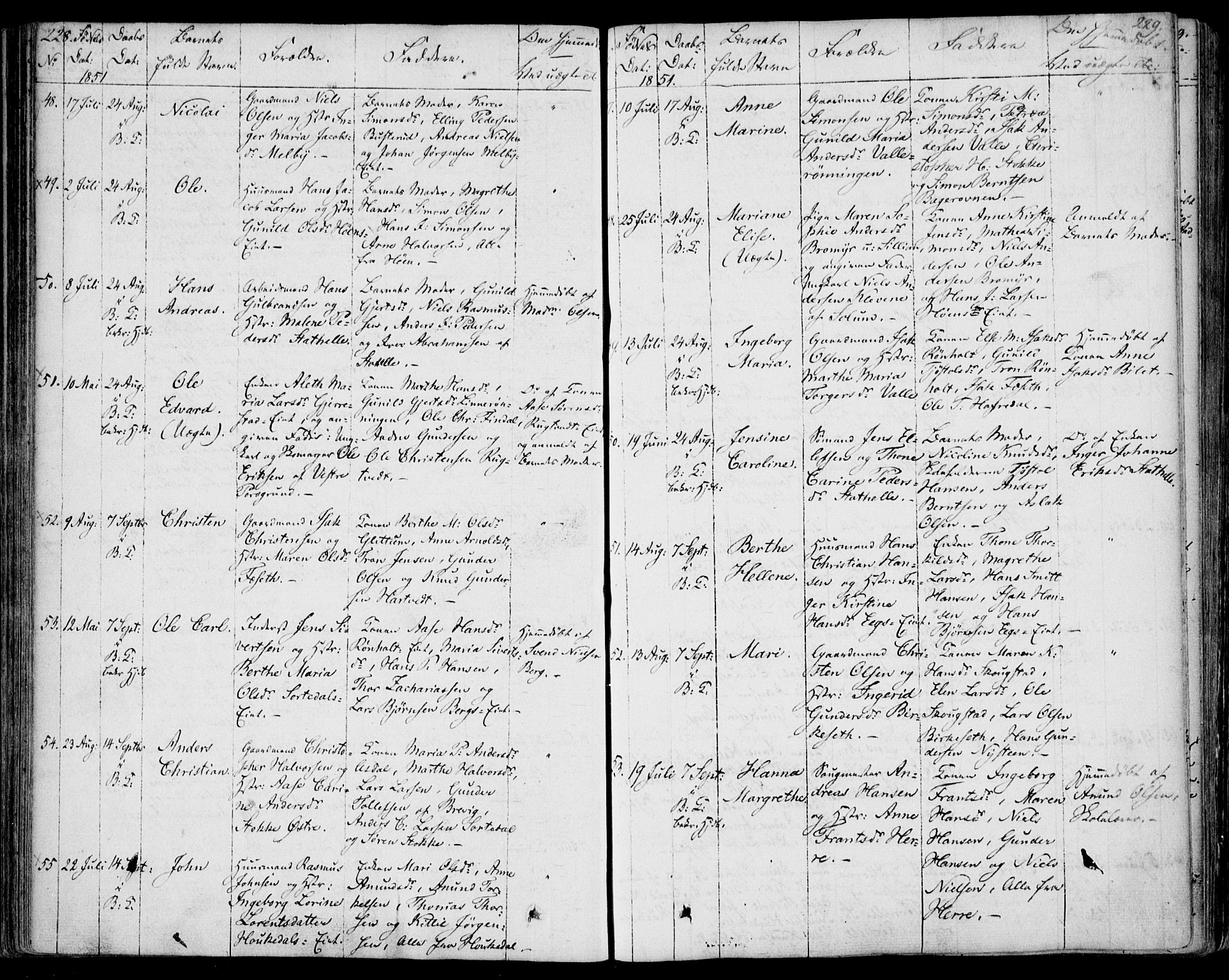 Bamble kirkebøker, AV/SAKO-A-253/F/Fa/L0004: Ministerialbok nr. I 4, 1834-1853, s. 228-229