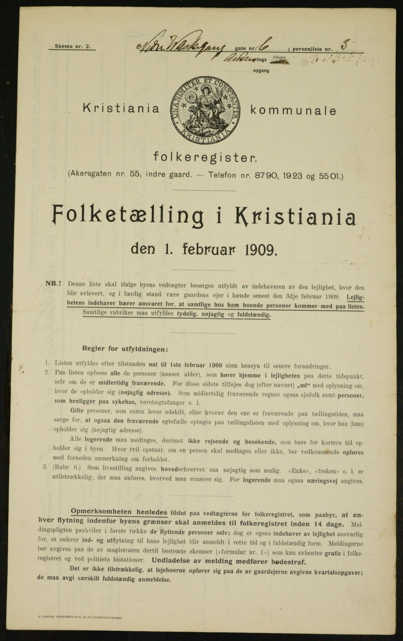 OBA, Kommunal folketelling 1.2.1909 for Kristiania kjøpstad, 1909, s. 63045