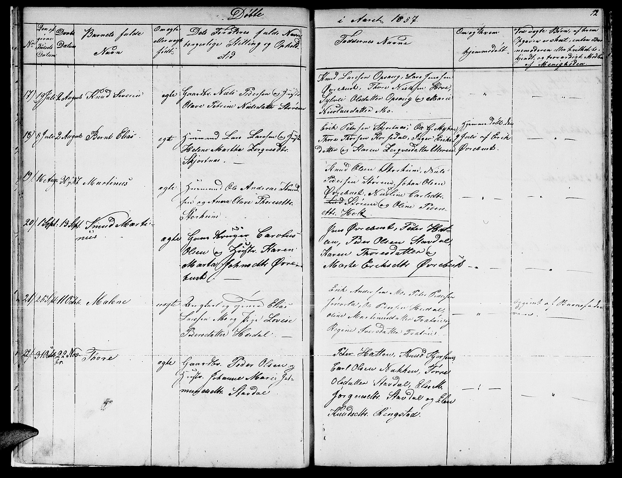 Ministerialprotokoller, klokkerbøker og fødselsregistre - Møre og Romsdal, SAT/A-1454/521/L0300: Klokkerbok nr. 521C01, 1854-1881, s. 12