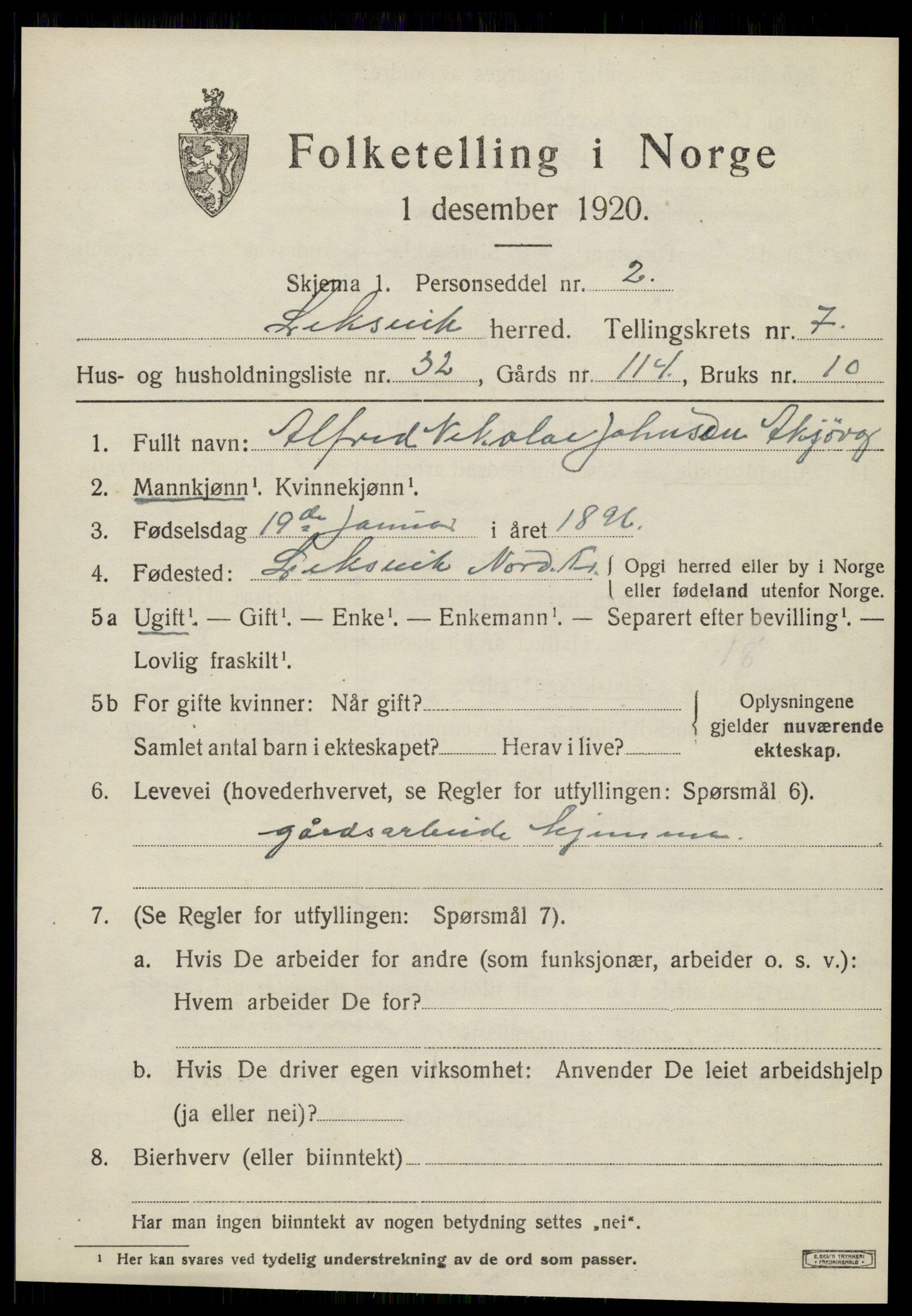 SAT, Folketelling 1920 for 1718 Leksvik herred, 1920, s. 6444