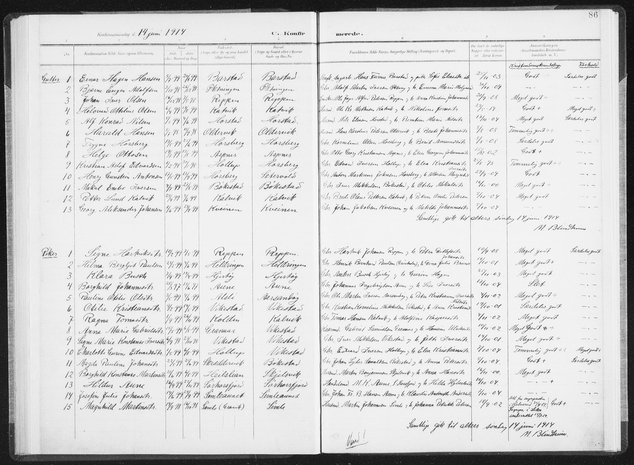 Ministerialprotokoller, klokkerbøker og fødselsregistre - Nordland, SAT/A-1459/810/L0153: Ministerialbok nr. 810A12, 1899-1914, s. 86