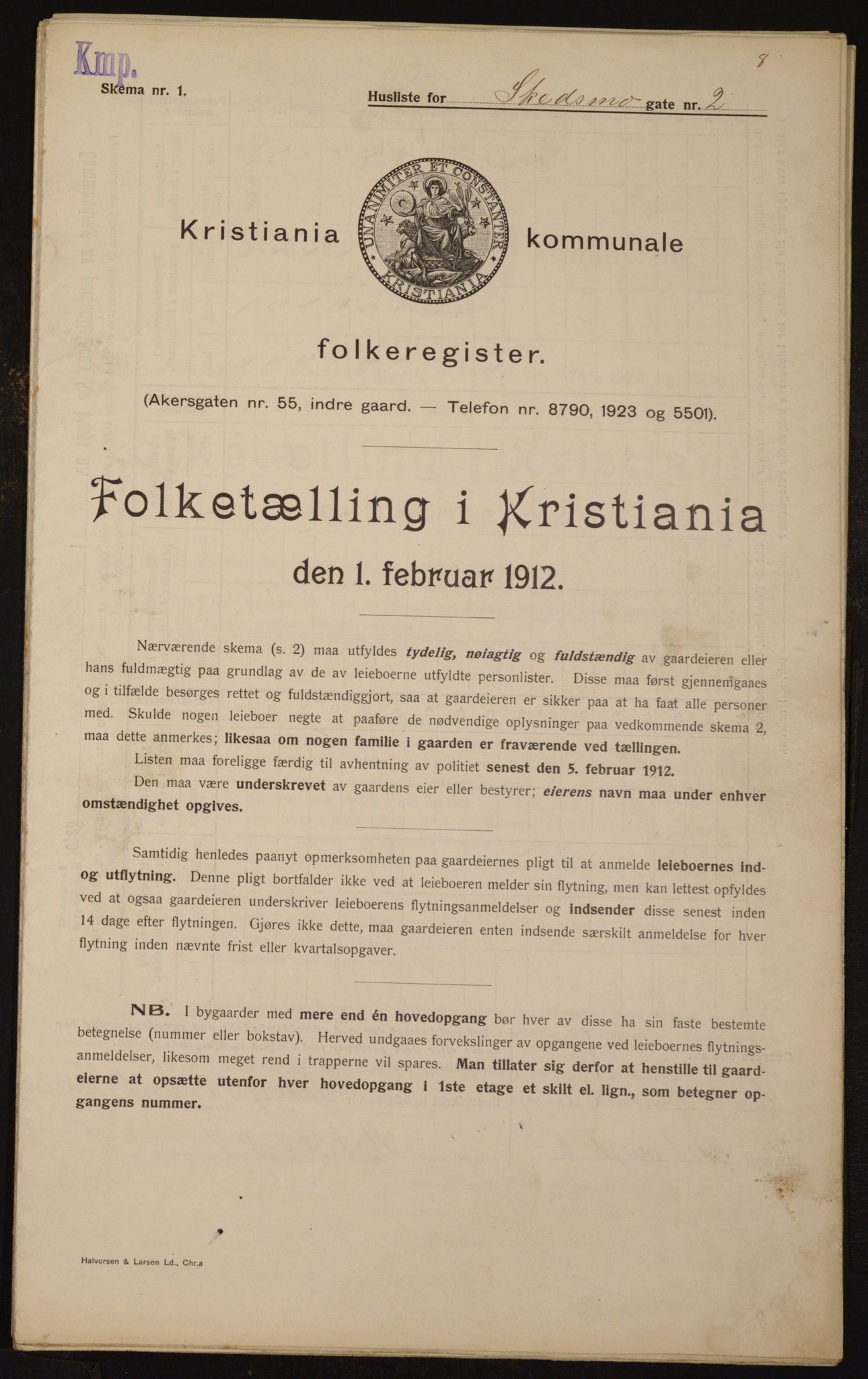 OBA, Kommunal folketelling 1.2.1912 for Kristiania, 1912, s. 95528