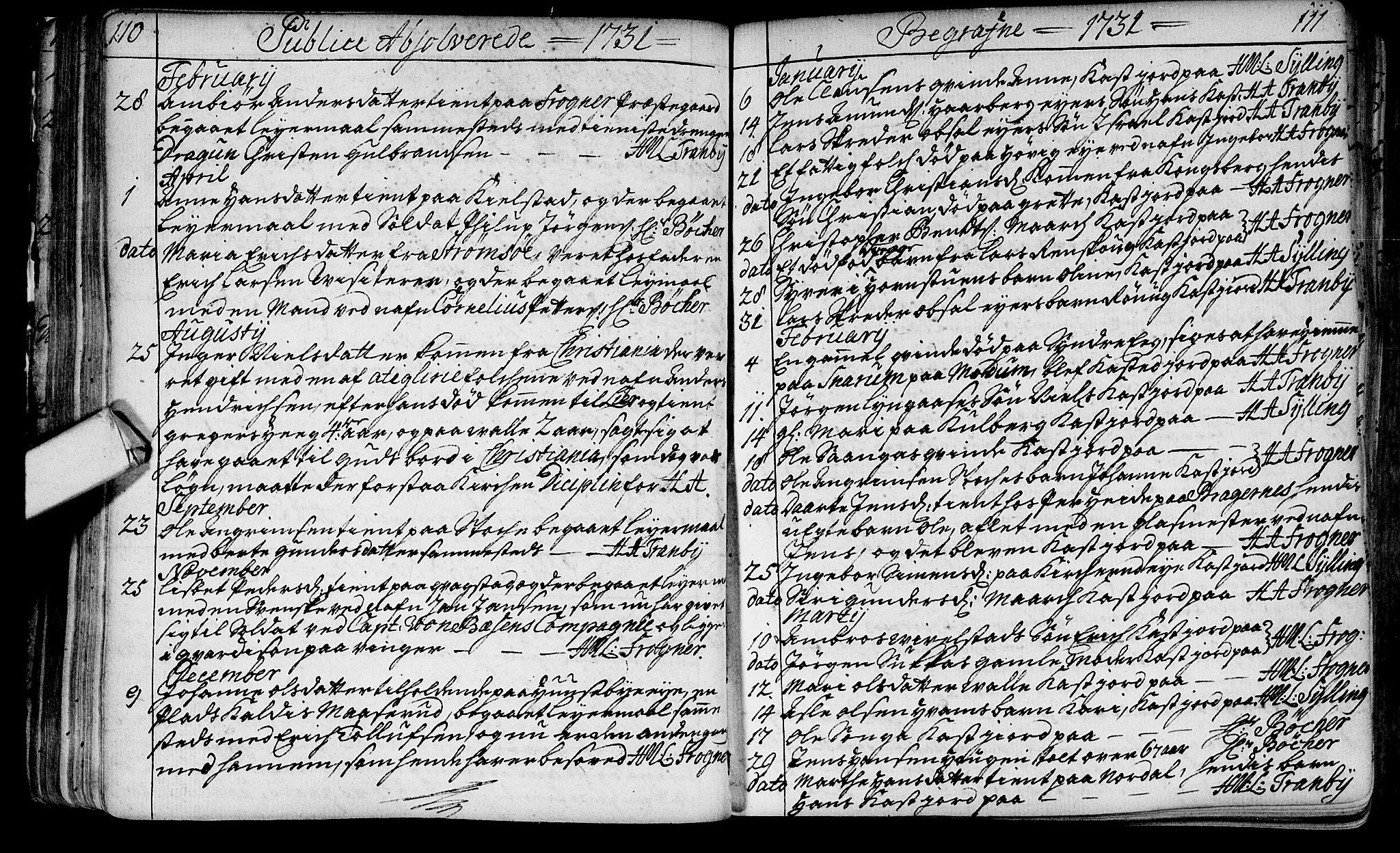 Lier kirkebøker, SAKO/A-230/F/Fa/L0003: Ministerialbok nr. I 3, 1727-1748, s. 110-111