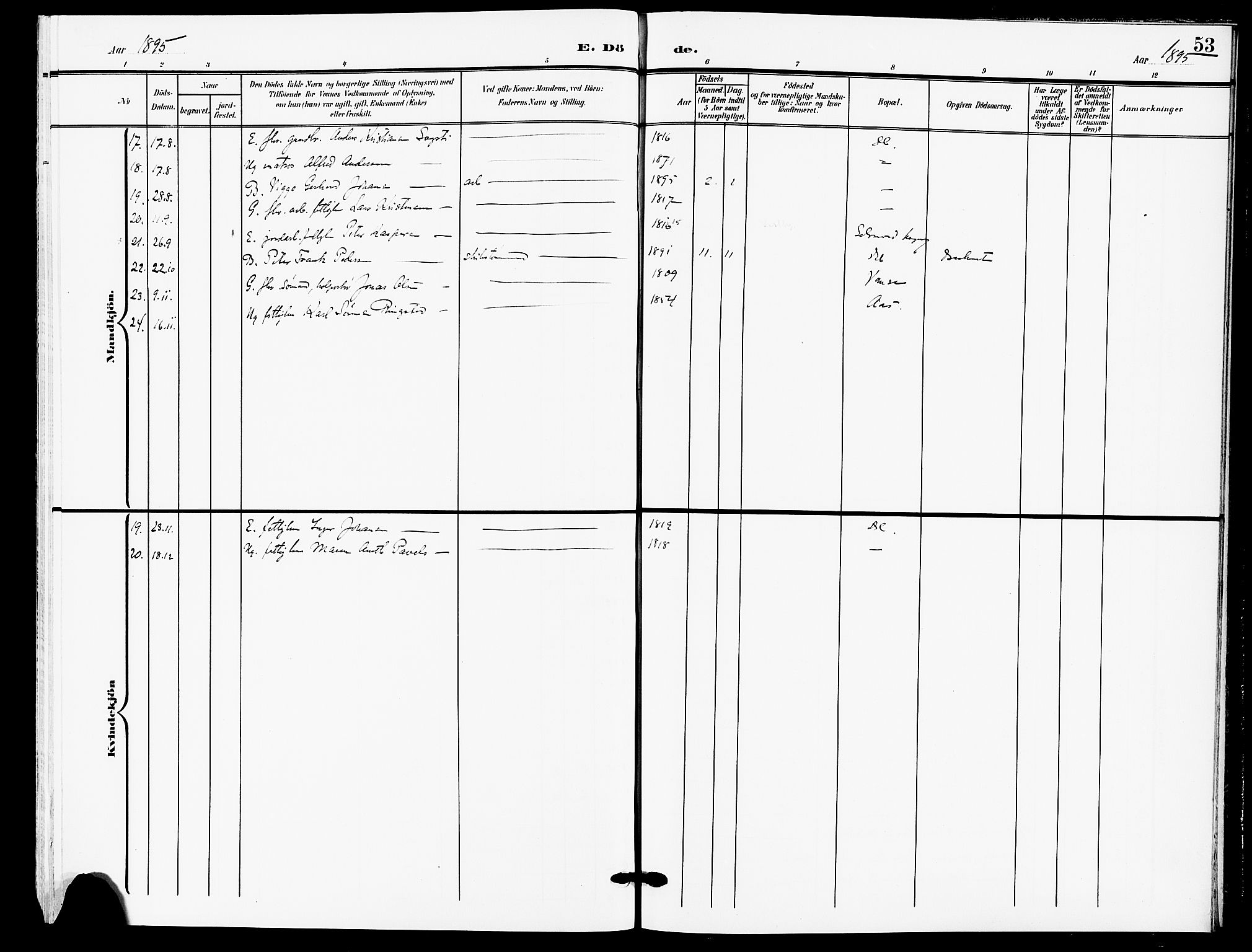 Drøbak prestekontor Kirkebøker, AV/SAO-A-10142a/F/Fb/L0002: Ministerialbok nr. II 2, 1891-1896, s. 53