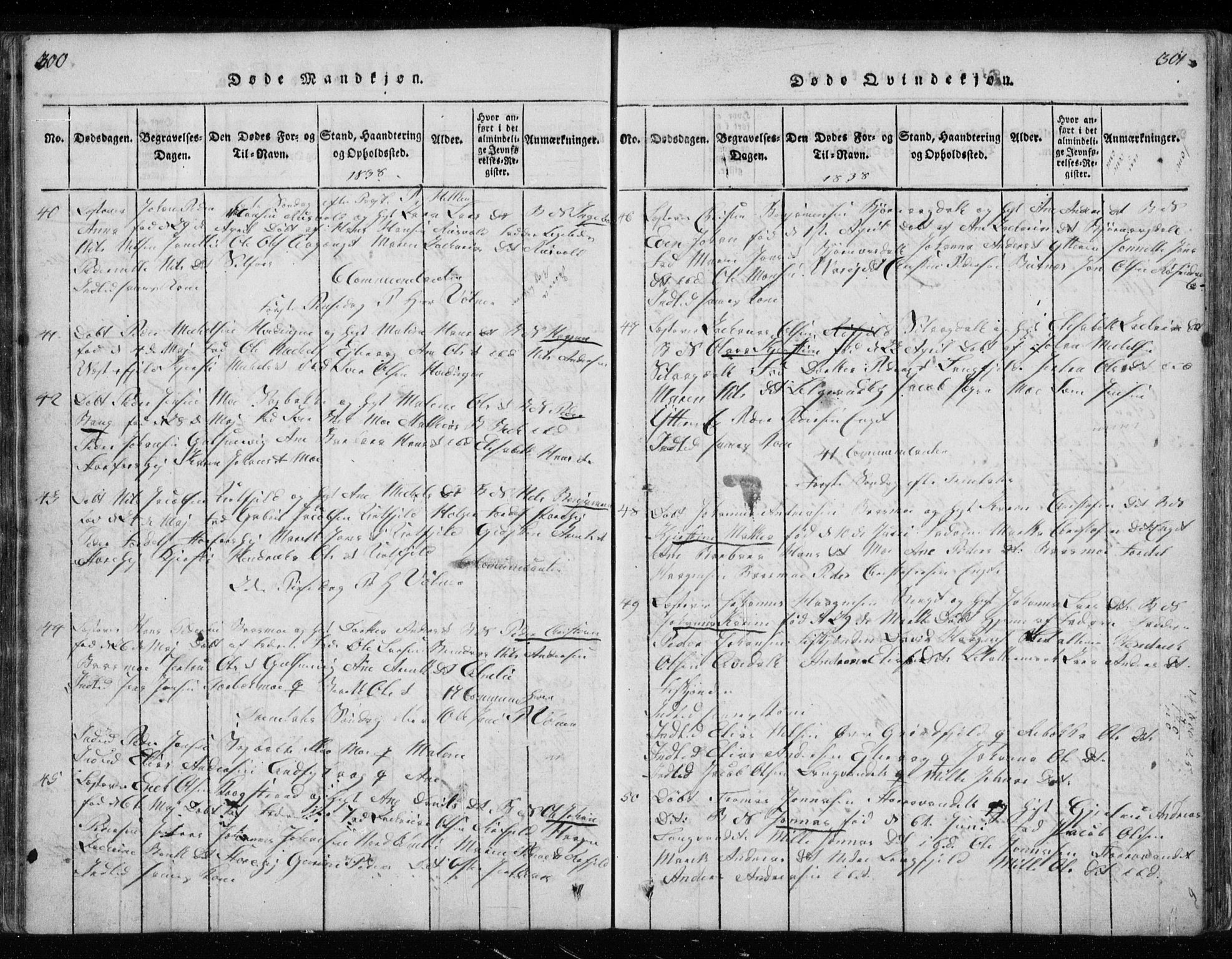 Ministerialprotokoller, klokkerbøker og fødselsregistre - Nordland, AV/SAT-A-1459/827/L0412: Klokkerbok nr. 827C01, 1820-1841, s. 300-301