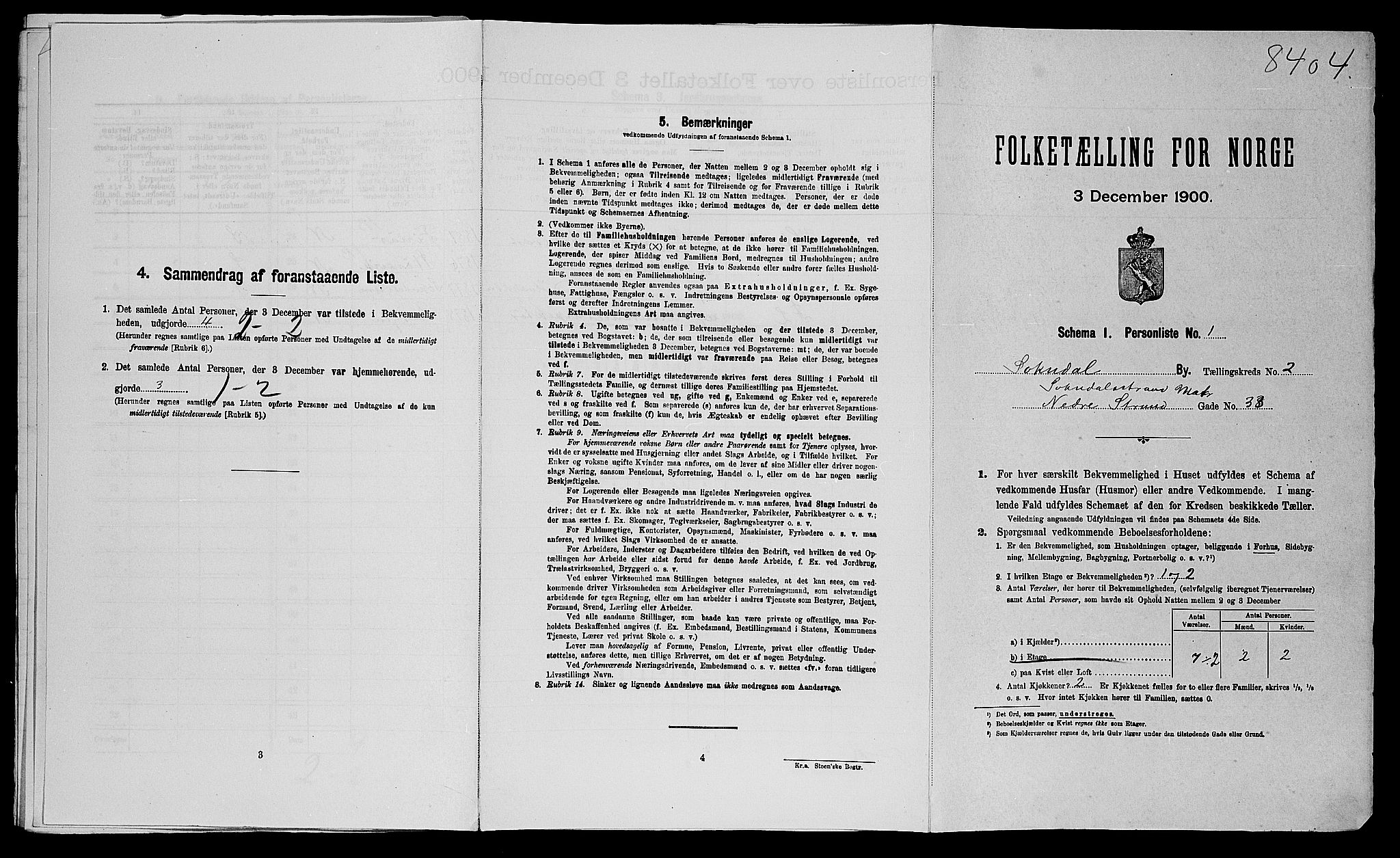 SAST, Folketelling 1900 for 1107 Sokndal ladested, 1900, s. 289