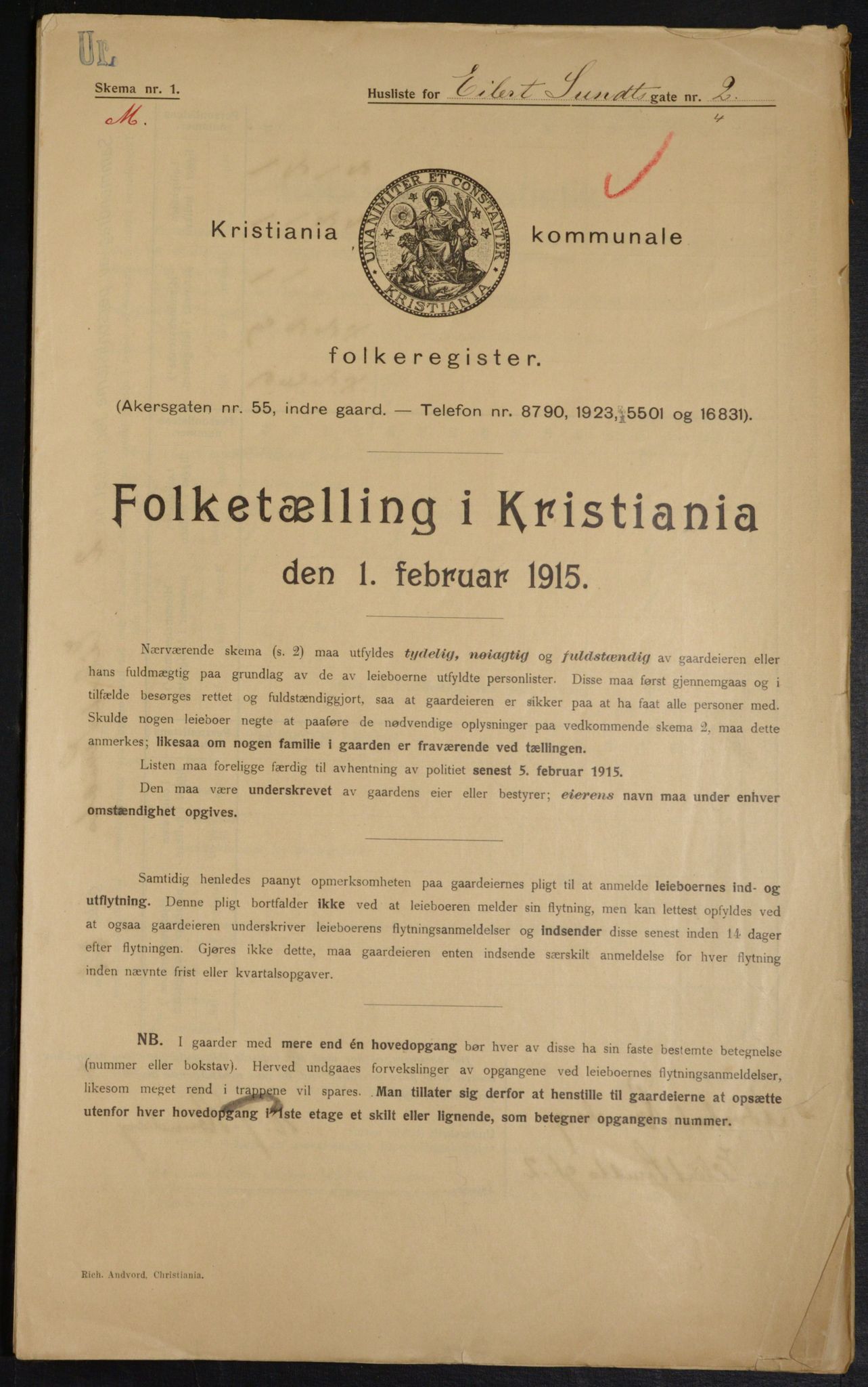 OBA, Kommunal folketelling 1.2.1915 for Kristiania, 1915, s. 18532