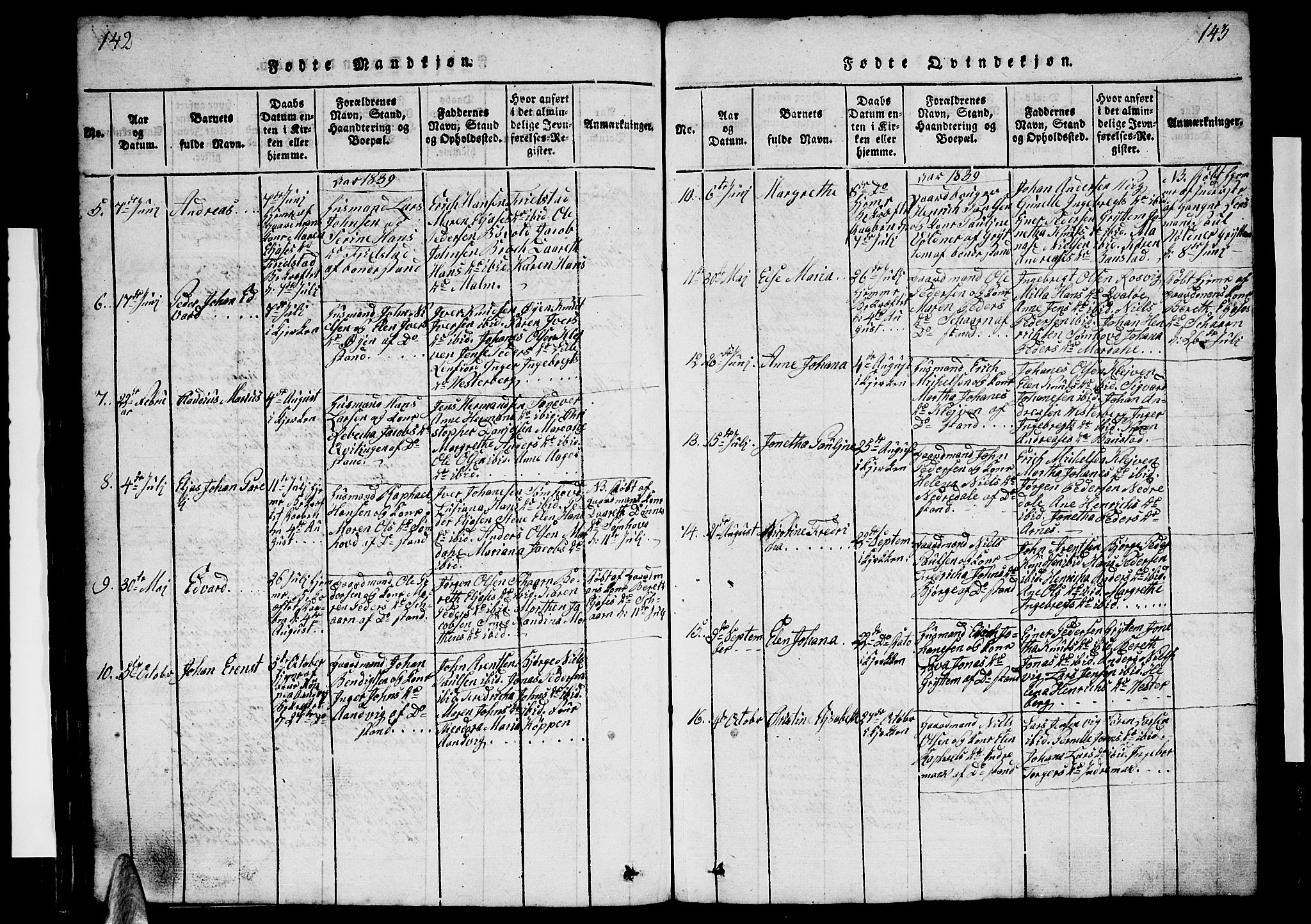 Ministerialprotokoller, klokkerbøker og fødselsregistre - Nordland, AV/SAT-A-1459/812/L0186: Klokkerbok nr. 812C04, 1820-1849, s. 142-143