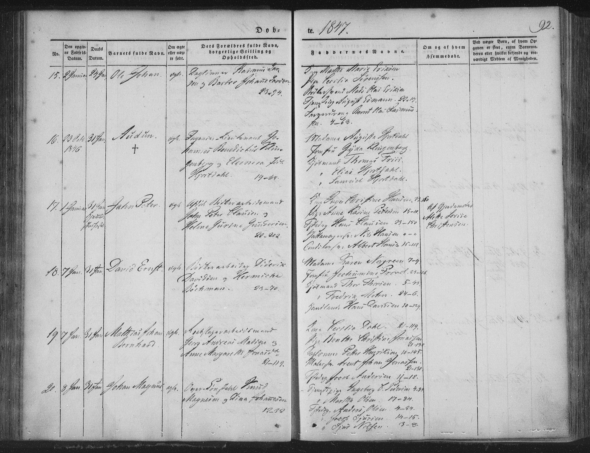 Korskirken sokneprestembete, SAB/A-76101/H/Haa/L0016: Ministerialbok nr. B 2, 1841-1851, s. 92