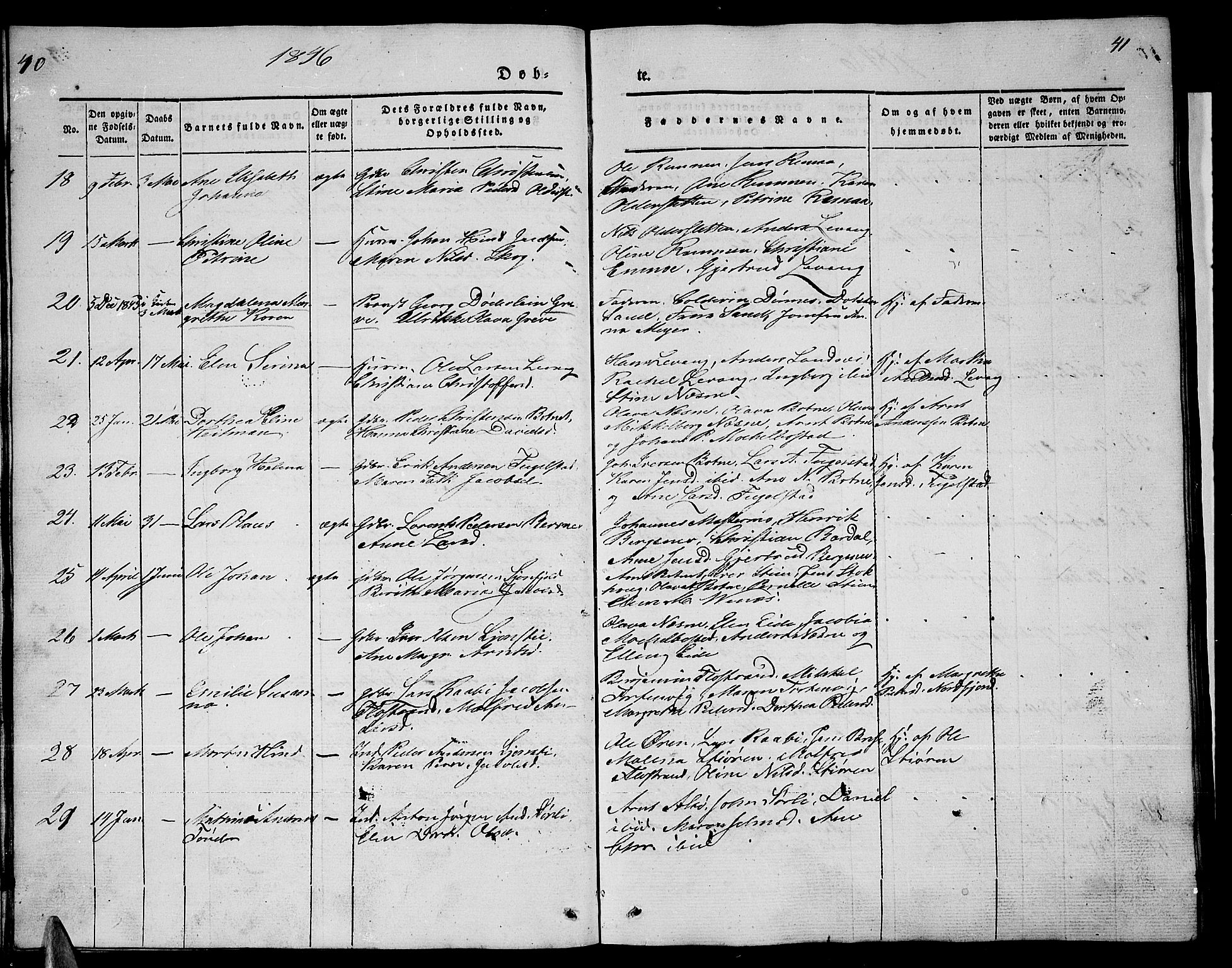 Ministerialprotokoller, klokkerbøker og fødselsregistre - Nordland, AV/SAT-A-1459/838/L0555: Klokkerbok nr. 838C02, 1842-1861, s. 40-41