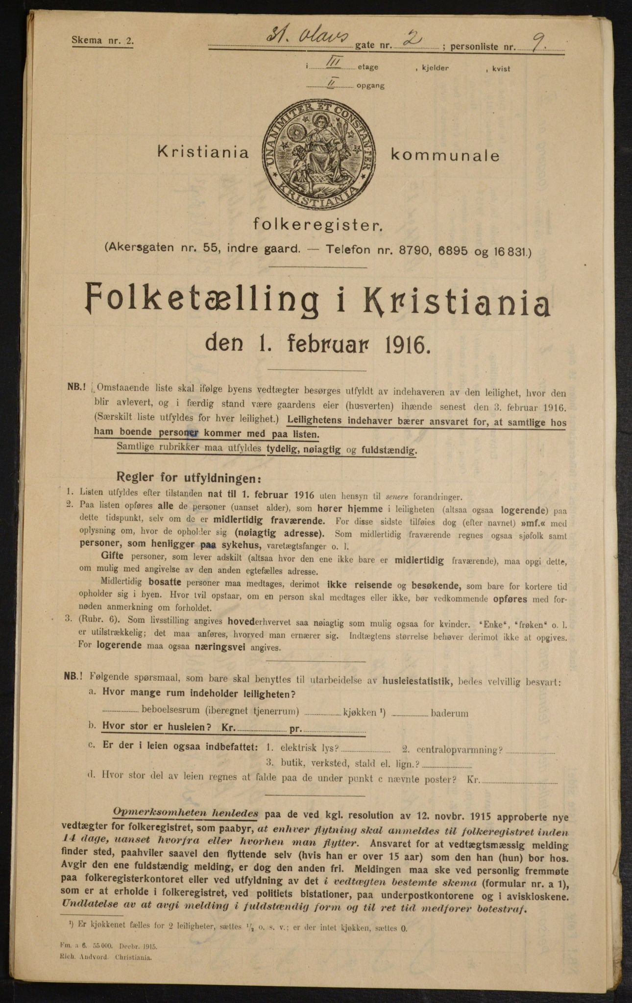 OBA, Kommunal folketelling 1.2.1916 for Kristiania, 1916, s. 90164