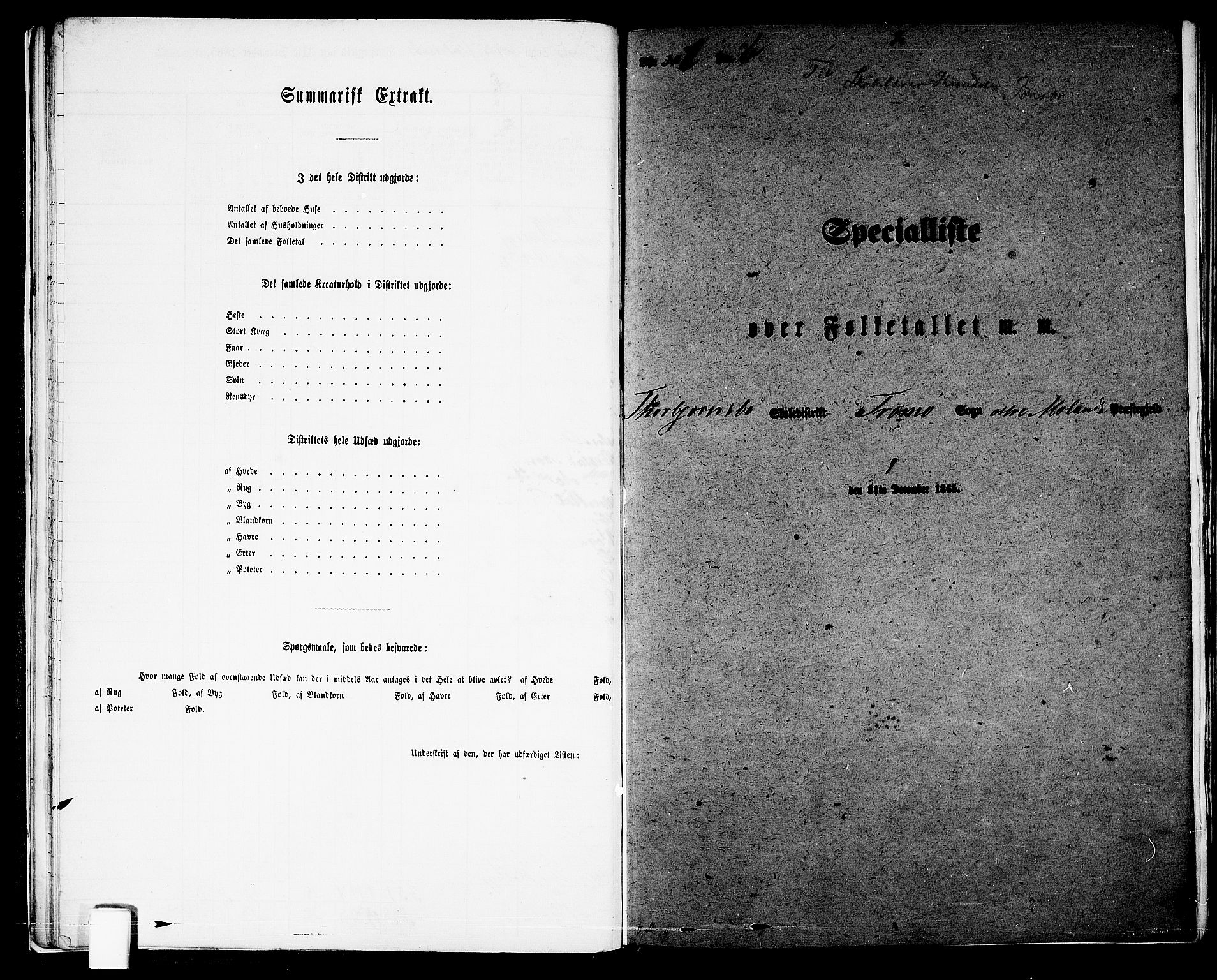 RA, Folketelling 1865 for 0918P Austre Moland prestegjeld, 1865, s. 30