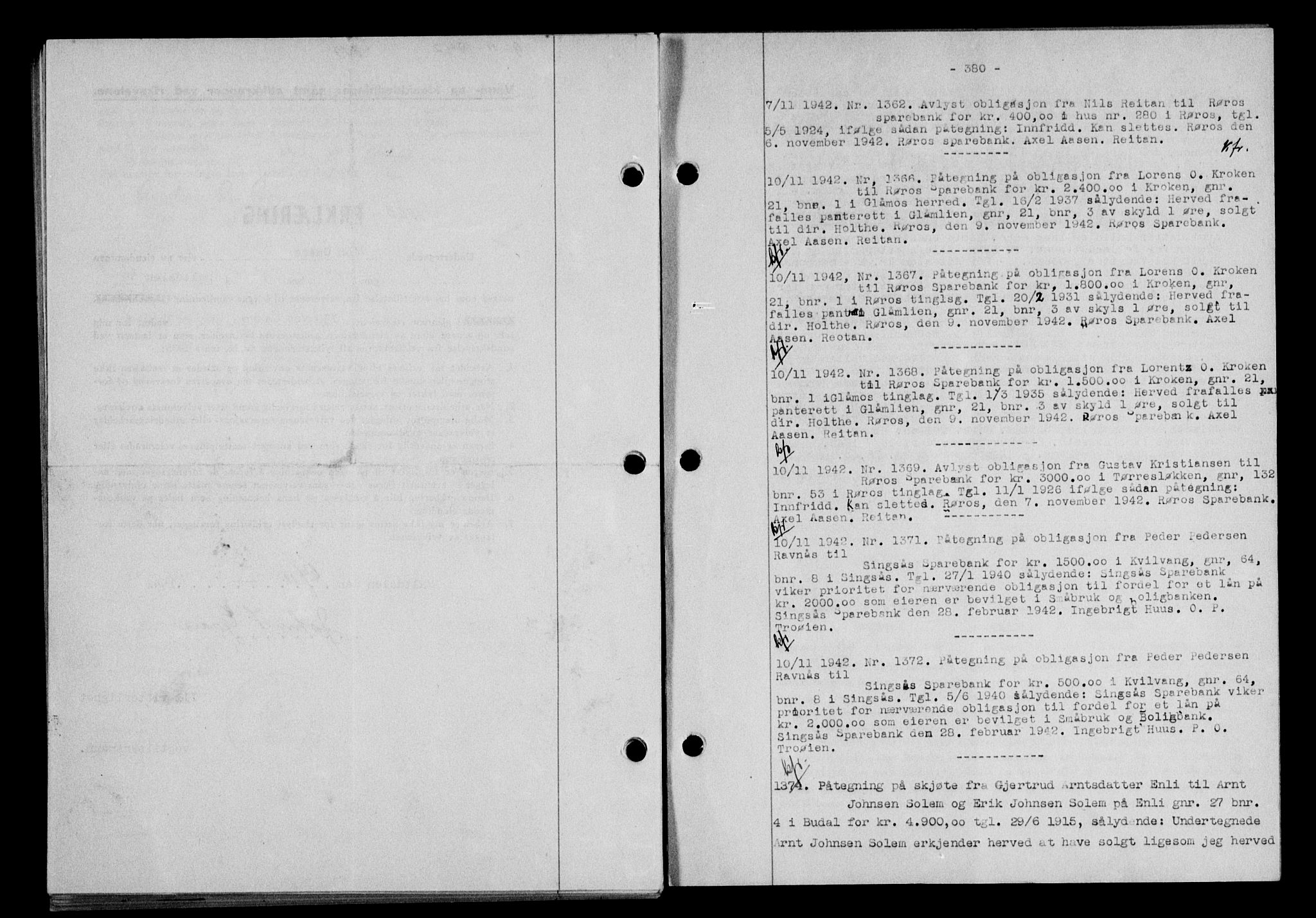 Gauldal sorenskriveri, SAT/A-0014/1/2/2C/L0055: Pantebok nr. 60, 1942-1942, Dagboknr: 1366/1942