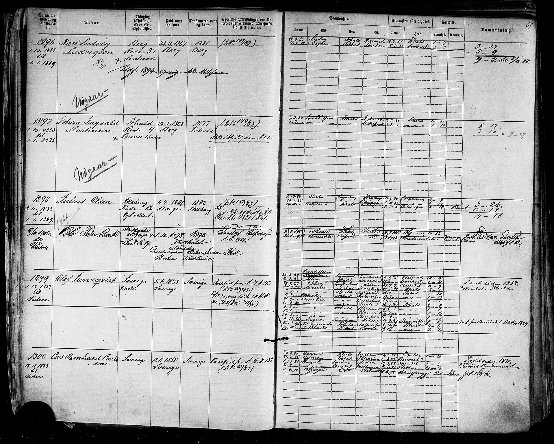 Halden mønstringskontor, AV/SAO-A-10569a/F/Fc/Fca/L0003: Annotasjonsrulle, 1875-1910, s. 71