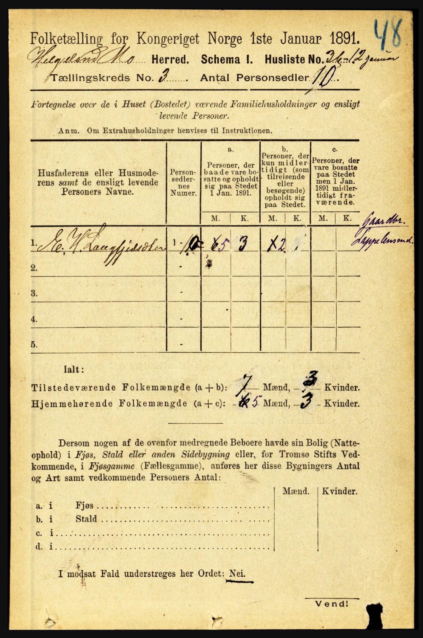 RA, Folketelling 1891 for 1833 Mo herred, 1891, s. 1336