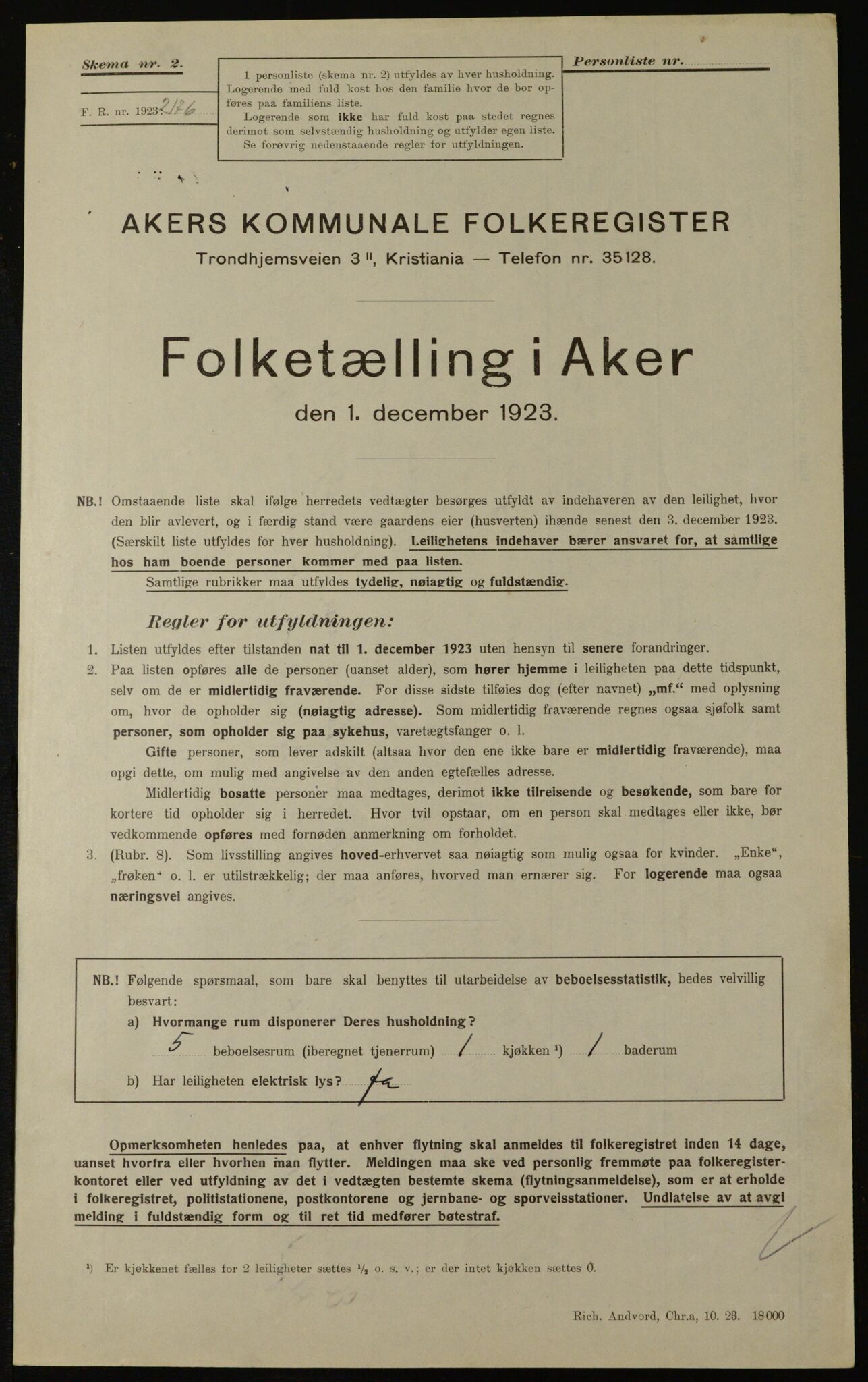 , Kommunal folketelling 1.12.1923 for Aker, 1923, s. 36374