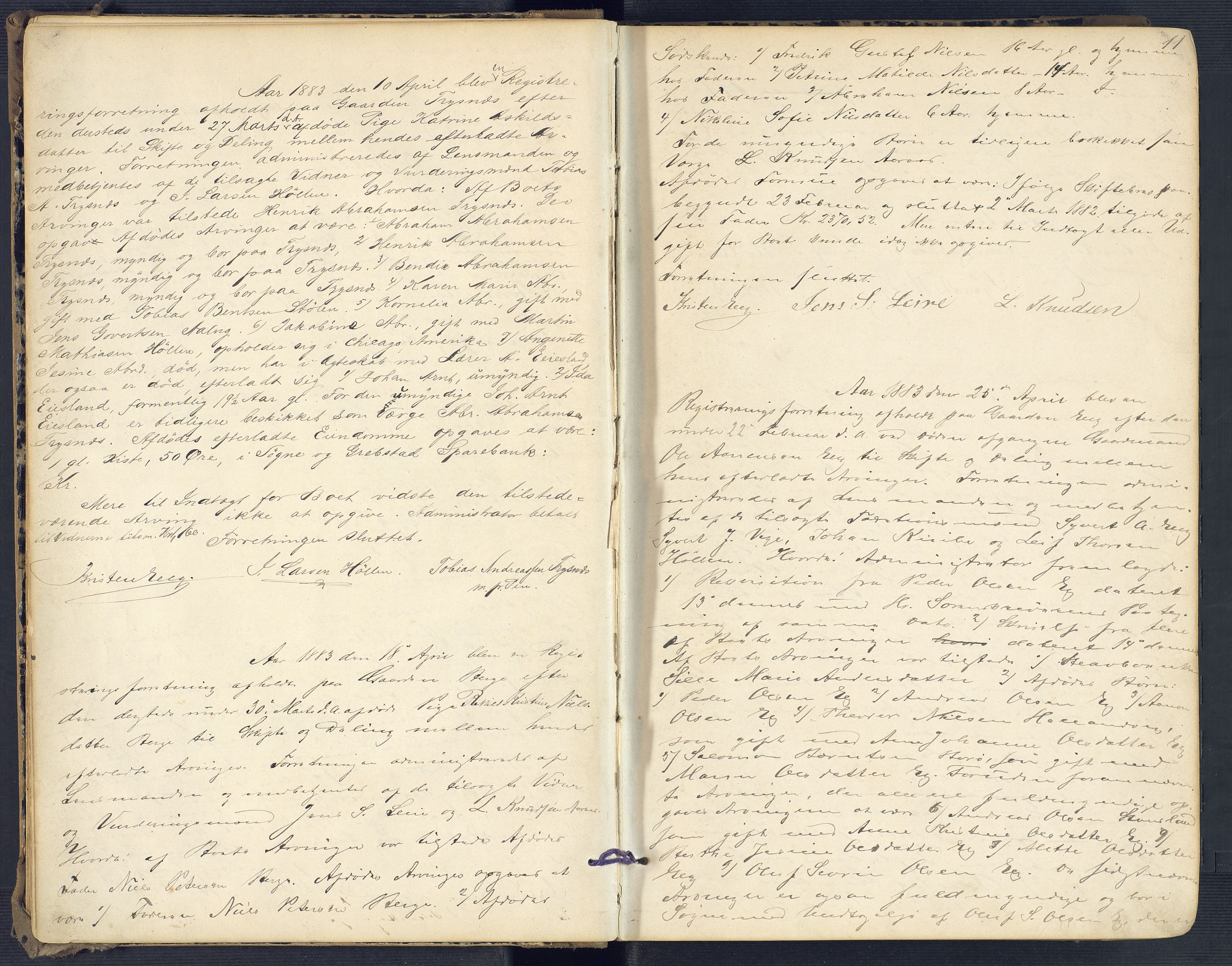 Torridal sorenskriveri, AV/SAK-1221-0012/H/Hc/L0011: Skifteregistreringsprotokoll Søgne og Greipstad lensmannsdistrikt nr. 1, 1883-1903, s. 11