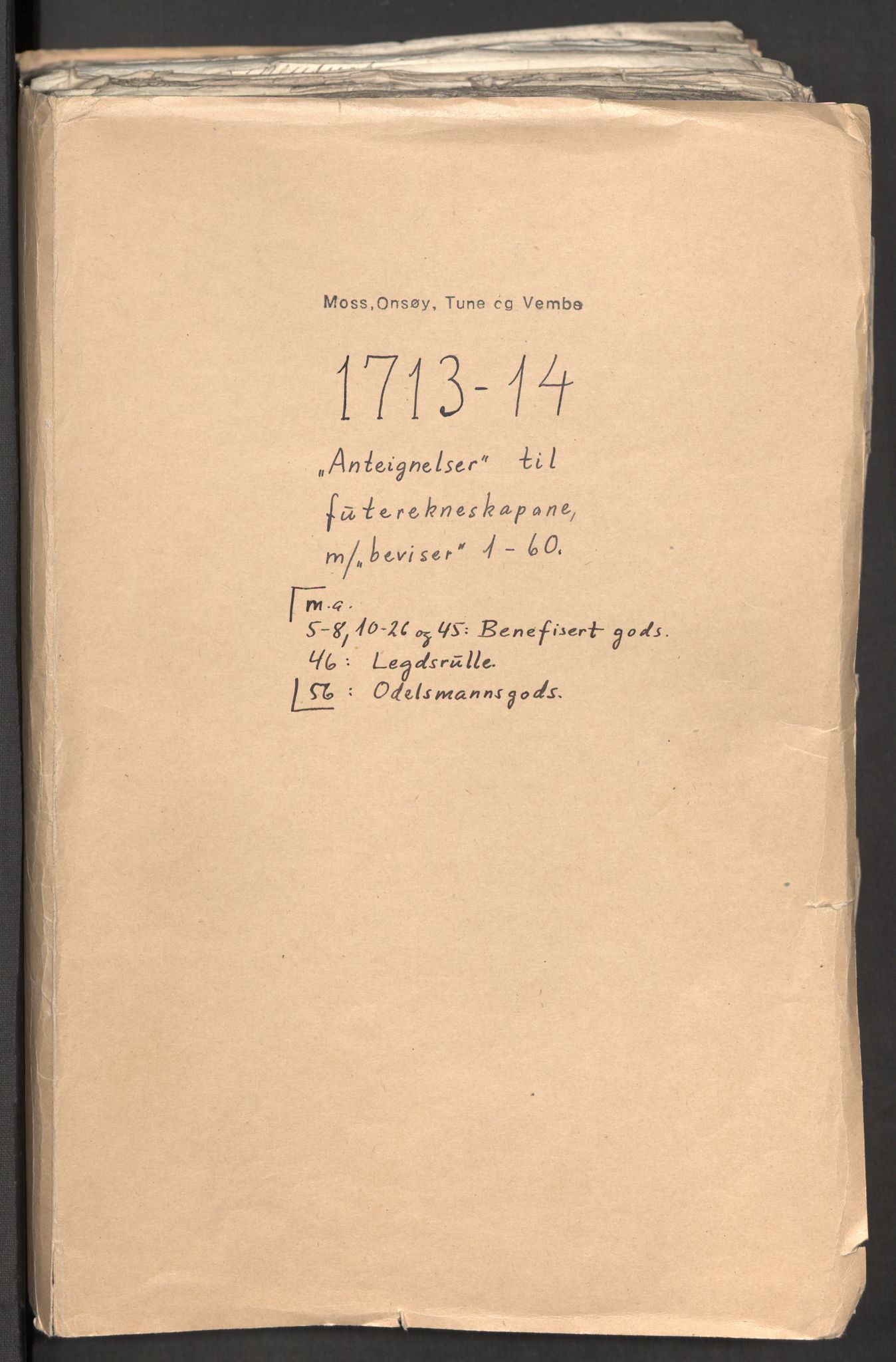 Rentekammeret inntil 1814, Reviderte regnskaper, Fogderegnskap, AV/RA-EA-4092/R04/L0139: Fogderegnskap Moss, Onsøy, Tune, Veme og Åbygge, 1714, s. 2