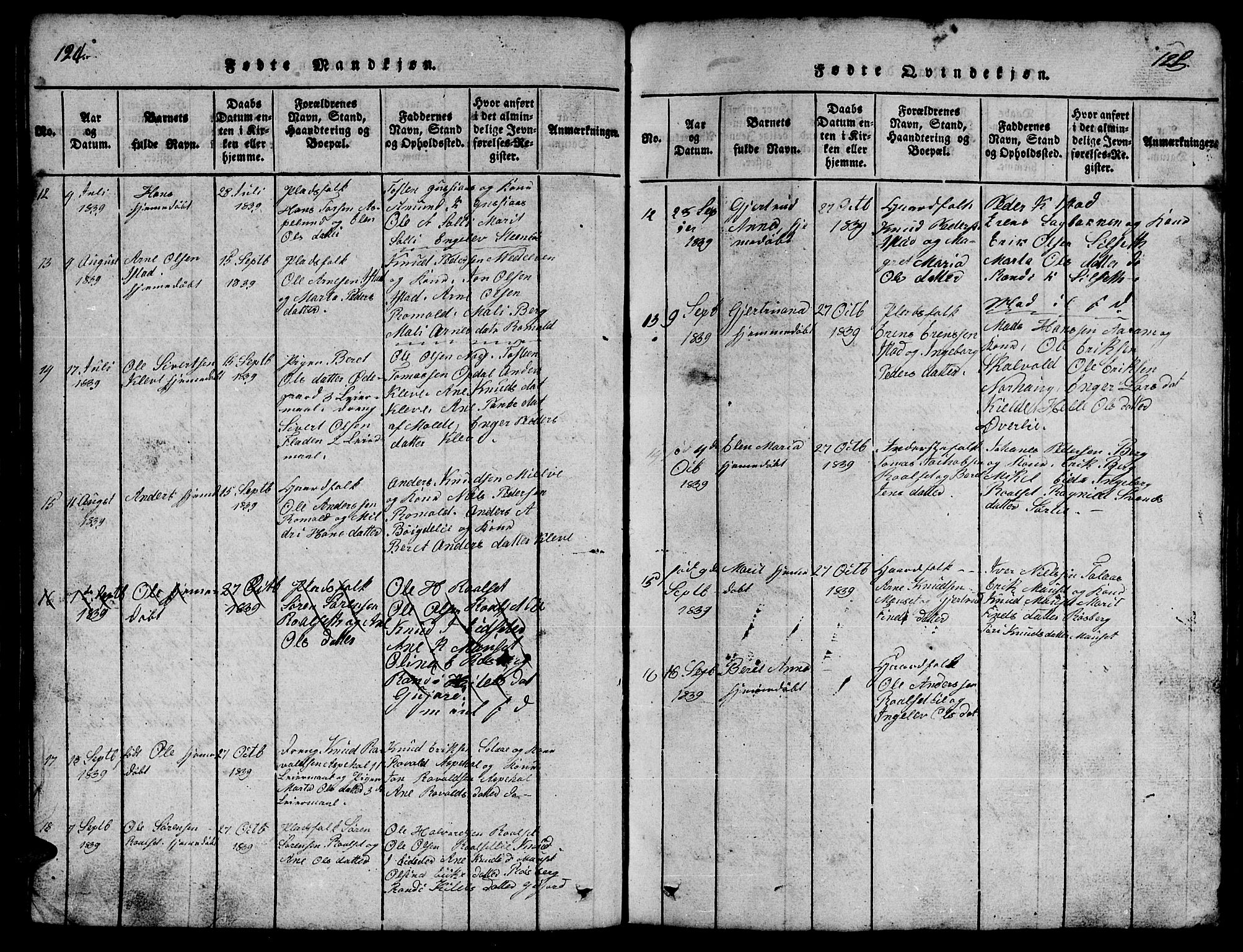 Ministerialprotokoller, klokkerbøker og fødselsregistre - Møre og Romsdal, AV/SAT-A-1454/557/L0683: Klokkerbok nr. 557C01, 1818-1862, s. 124-125