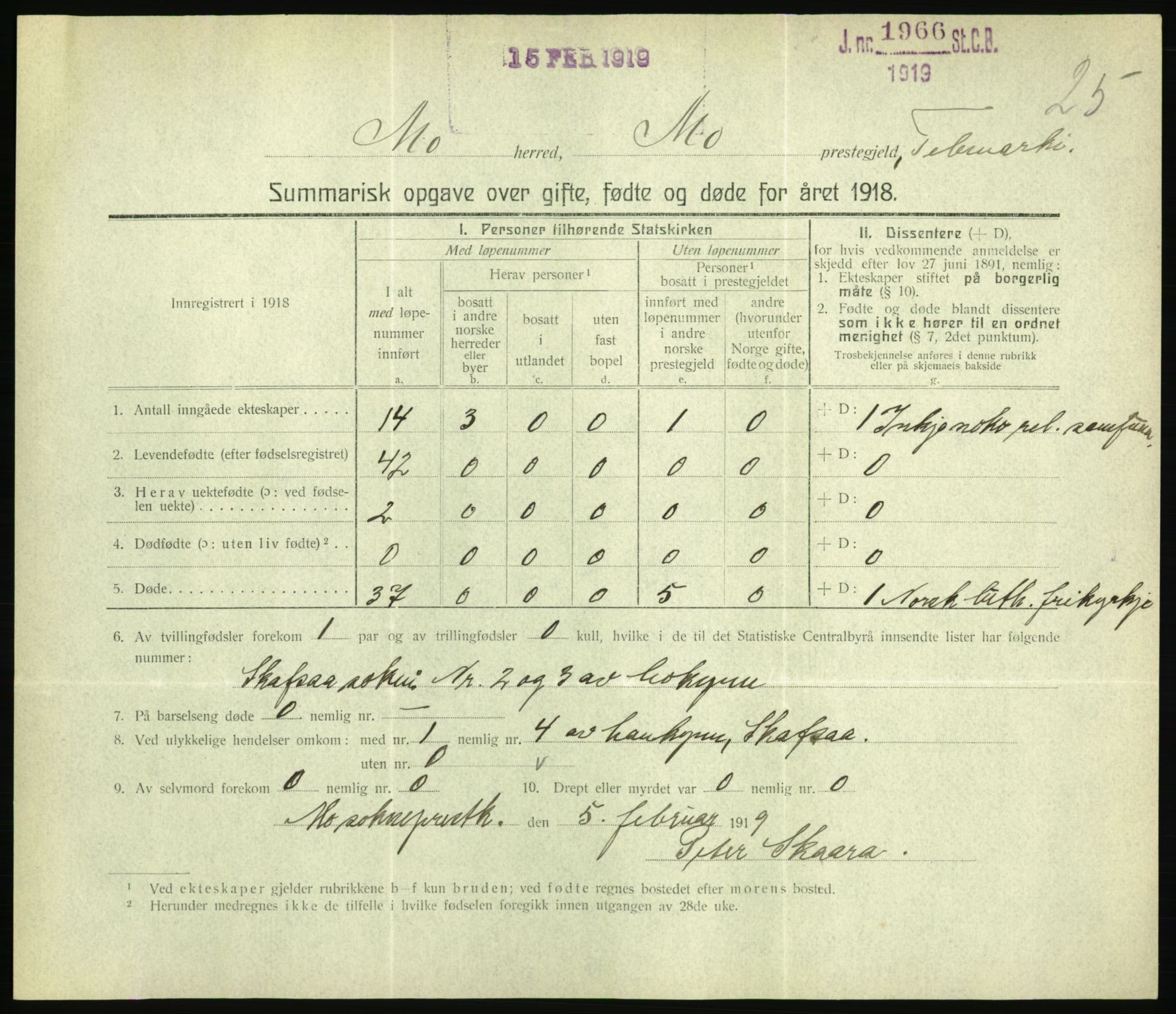 Statistisk sentralbyrå, Sosiodemografiske emner, Befolkning, RA/S-2228/D/Df/Dfb/Dfbh/L0059: Summariske oppgaver over gifte, fødte og døde for hele landet., 1918, s. 579