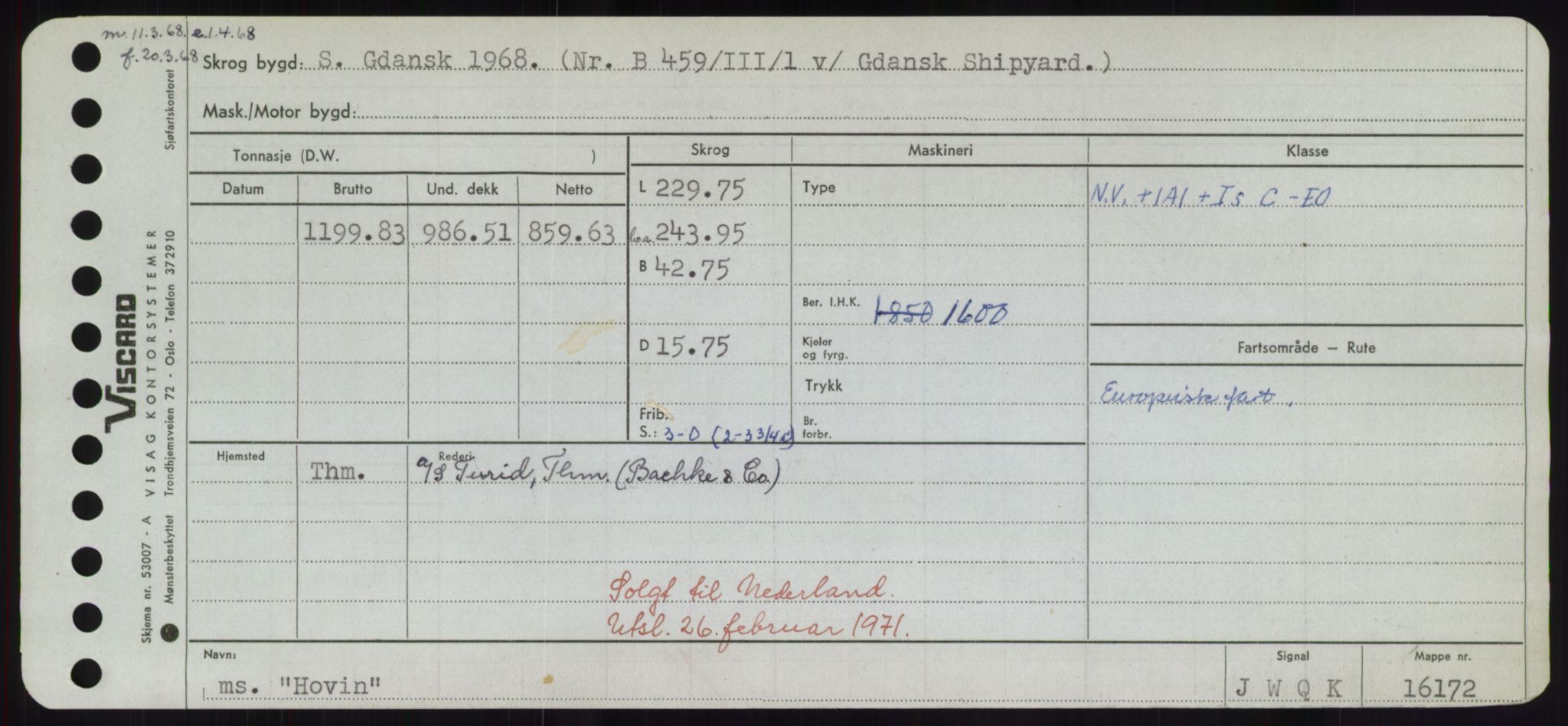 Sjøfartsdirektoratet med forløpere, Skipsmålingen, RA/S-1627/H/Hd/L0017: Fartøy, Holi-Hå, s. 119