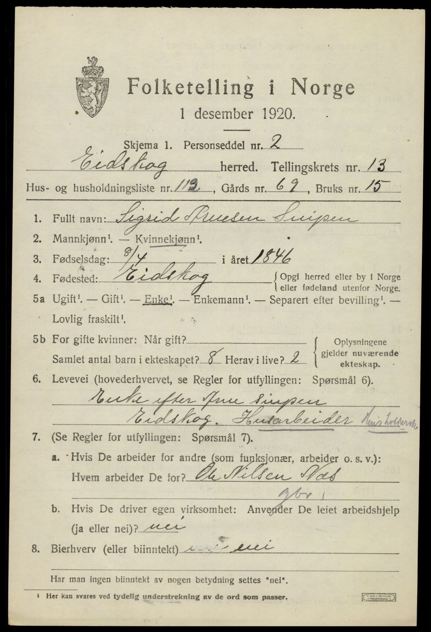 SAH, Folketelling 1920 for 0420 Eidskog herred, 1920, s. 13313