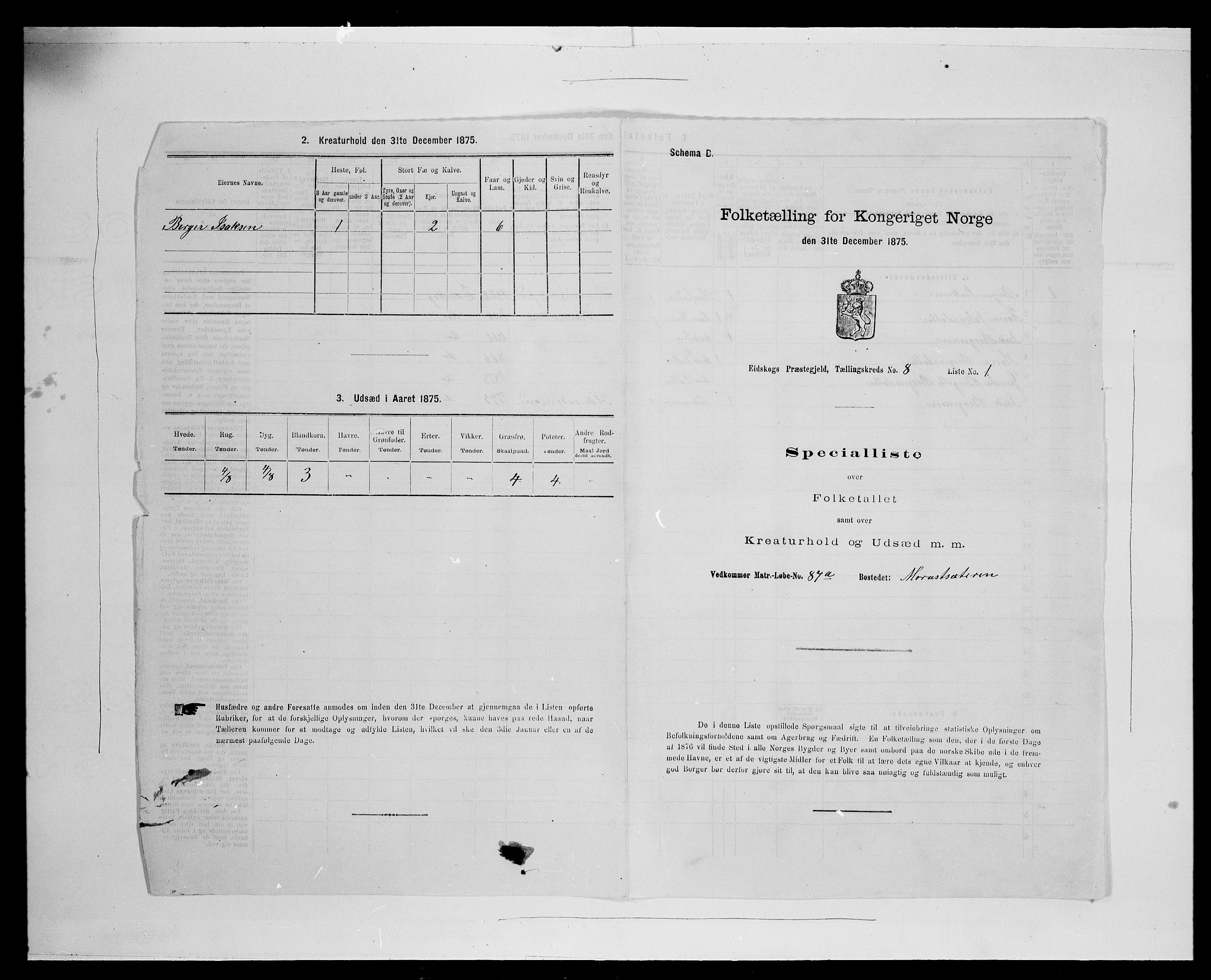 SAH, Folketelling 1875 for 0420P Eidskog prestegjeld, 1875, s. 1286