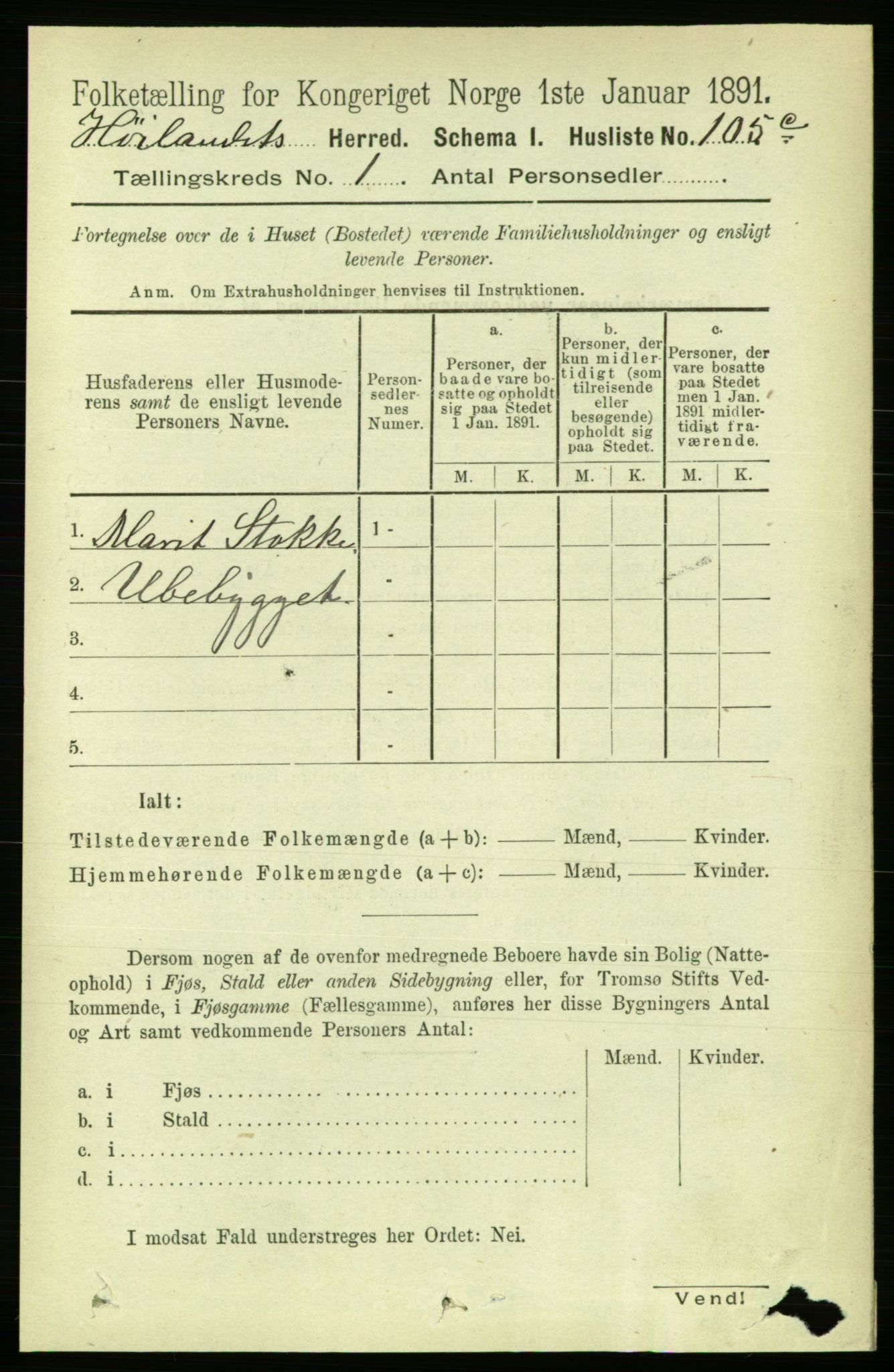 RA, Folketelling 1891 for 1651 Hølonda herred, 1891, s. 122