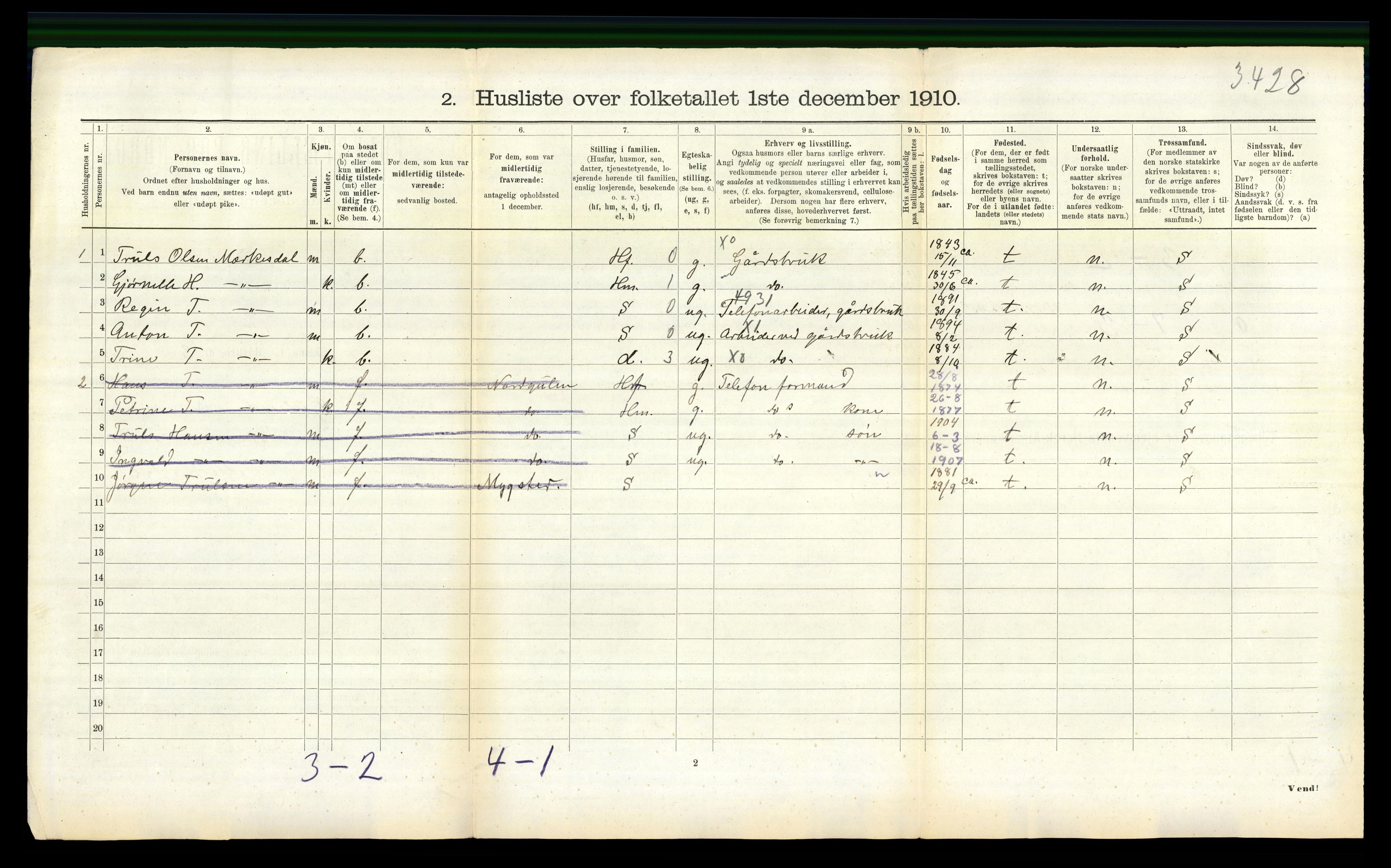 RA, Folketelling 1910 for 1411 Gulen herred, 1910, s. 673