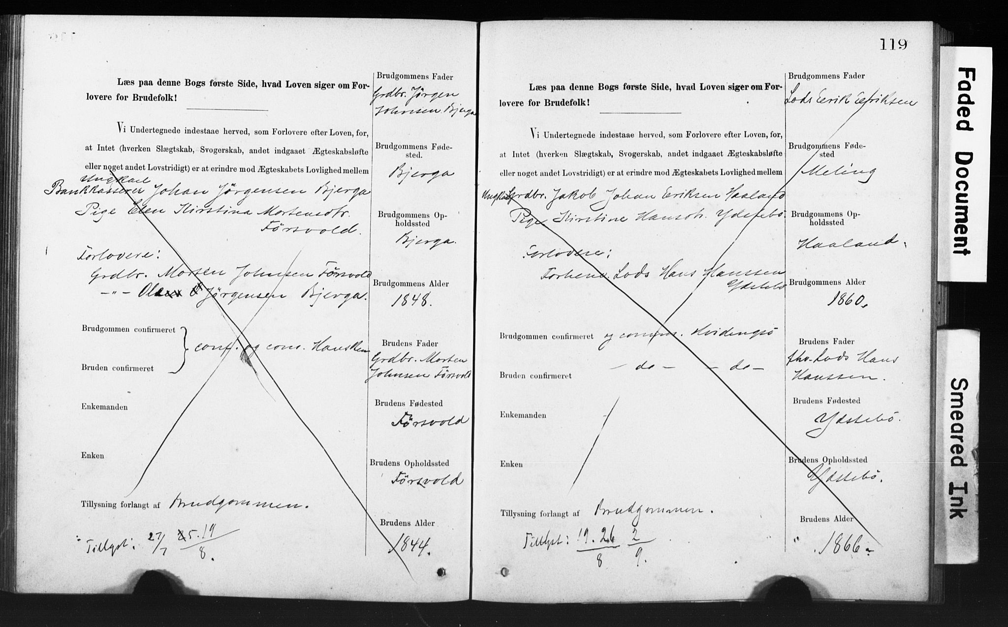 Rennesøy sokneprestkontor, SAST/A -101827/I/Ie/L0001: Lysningsprotokoll nr. 1, 1873-1898, s. 119