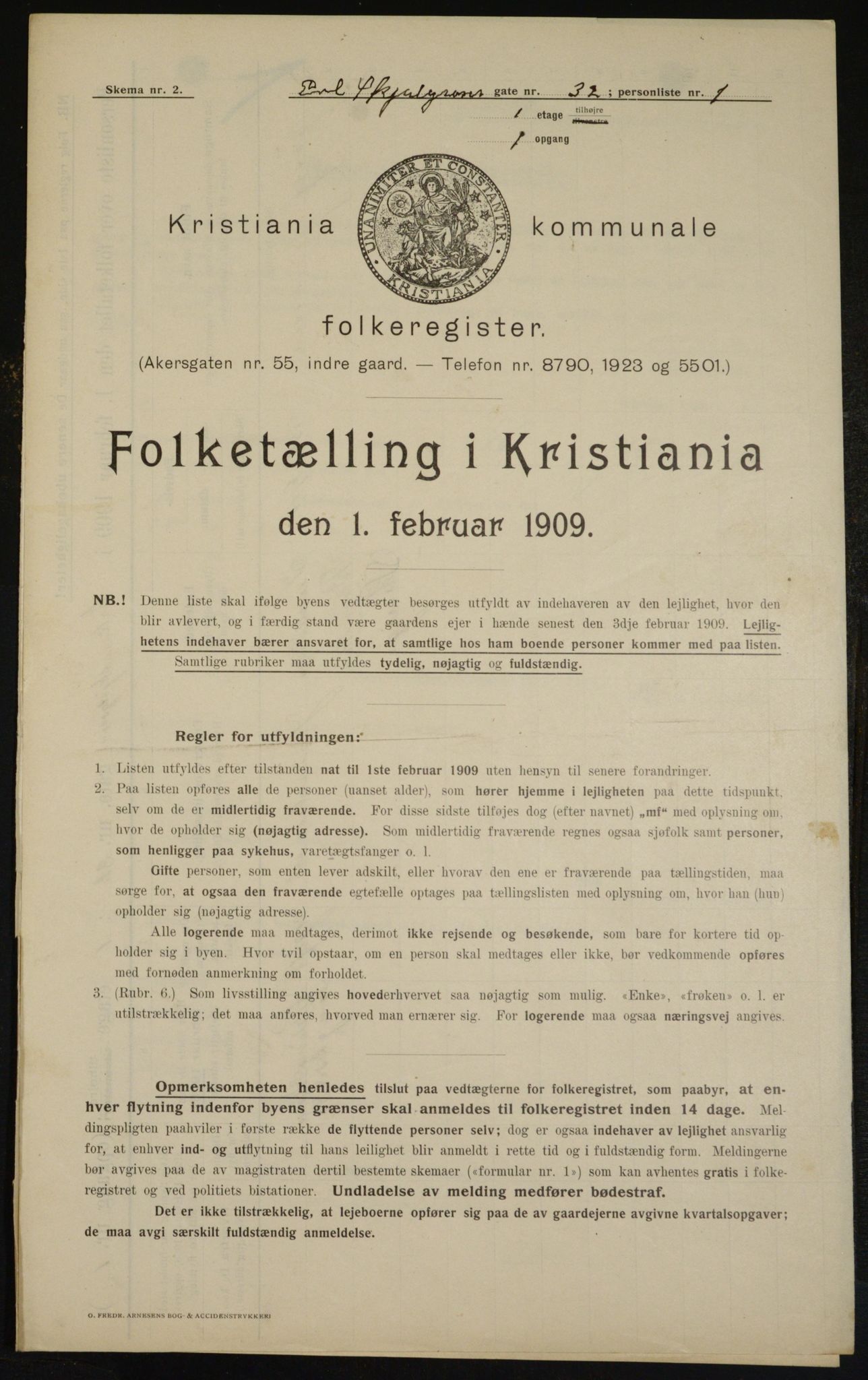 OBA, Kommunal folketelling 1.2.1909 for Kristiania kjøpstad, 1909, s. 20172