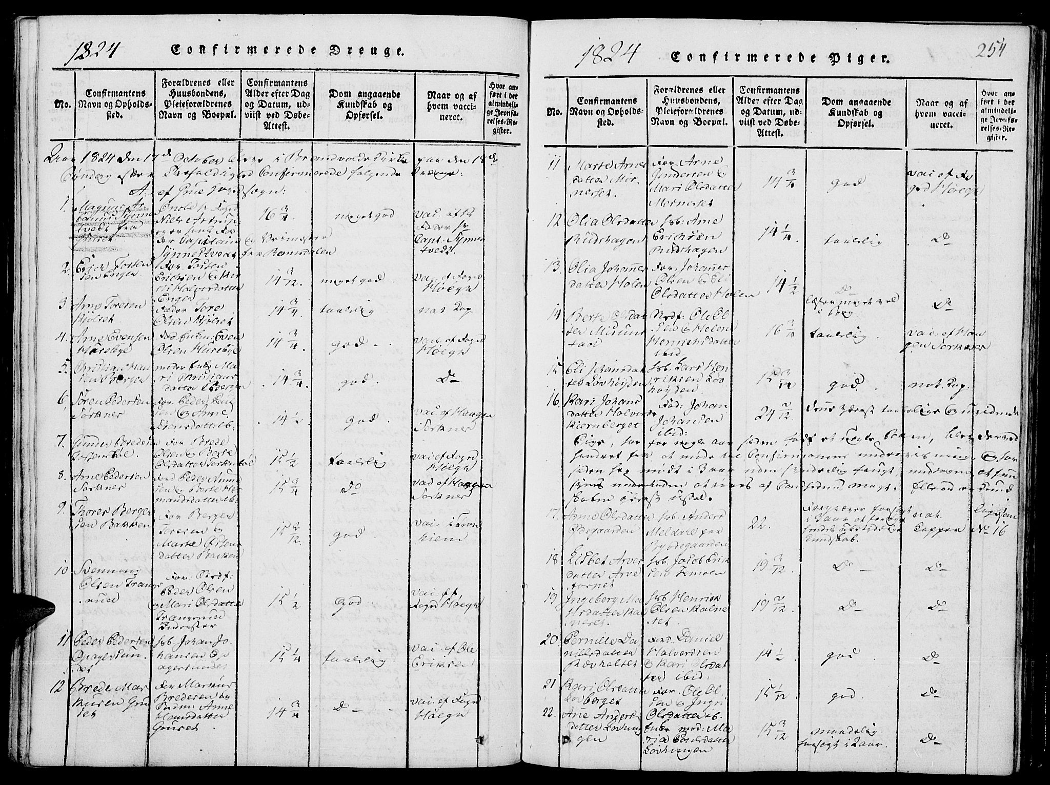 Grue prestekontor, AV/SAH-PREST-036/H/Ha/Hab/L0001: Klokkerbok nr. 1, 1814-1841, s. 254